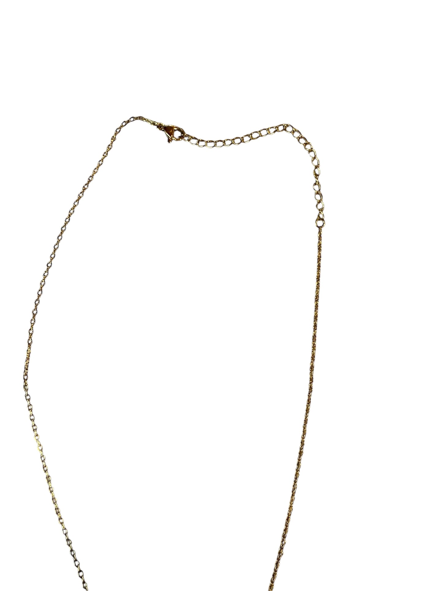 Goldene Edelstahl Halskette mit lila Naturstein & Kreuz | 45cm | Spiritueller Schmuck