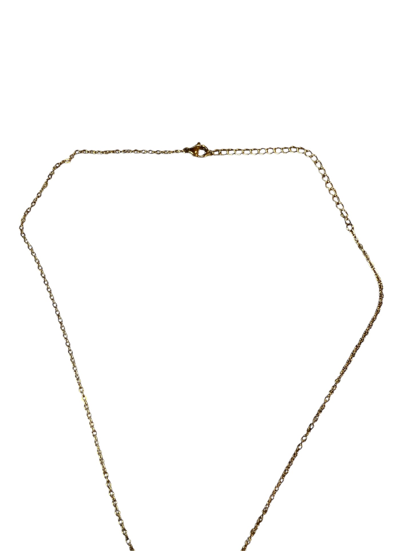 Goldene Edelstahl Halskette mit rosa Naturstein & Kreuz | 45cm | Eleganter Damenschmuck