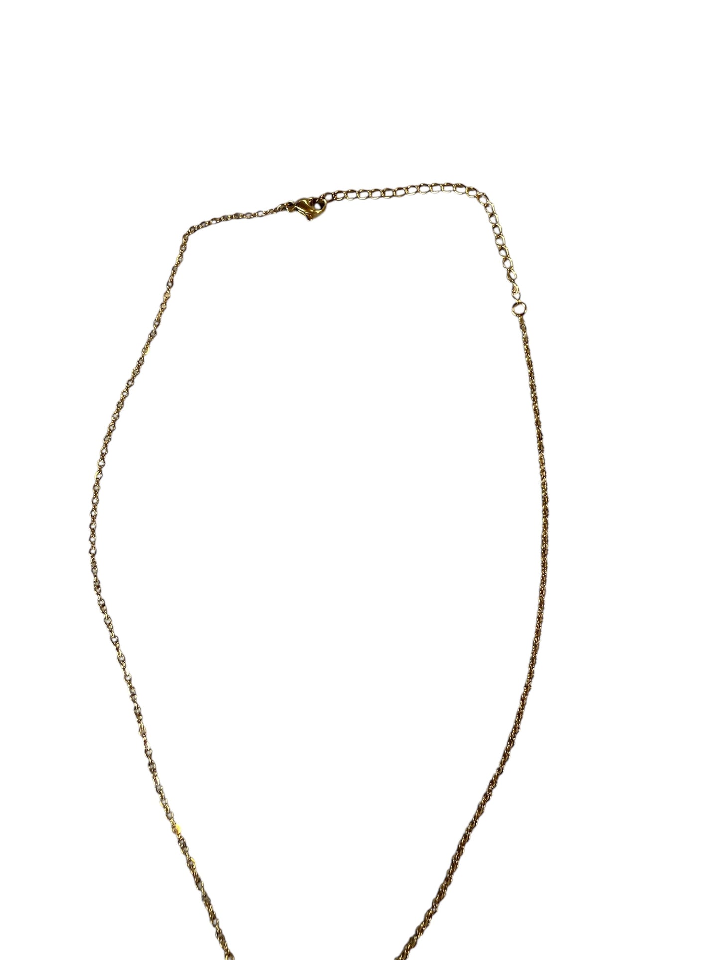 Goldene Edelstahl Halskette mit türkis marmoriertem Naturstein & Kreuz | 45cm | Moderner Symbolschmuck