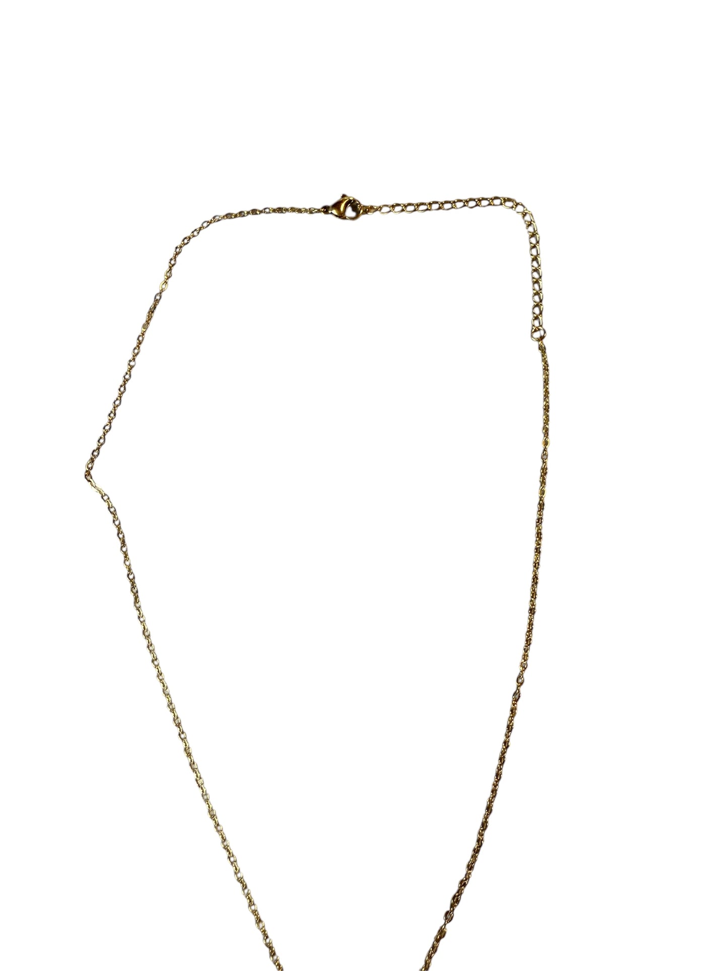 Goldene Edelstahl Halskette mit grauem Naturstein & Kreuz | 45cm | Kreuz-Anhänger 15x10mm