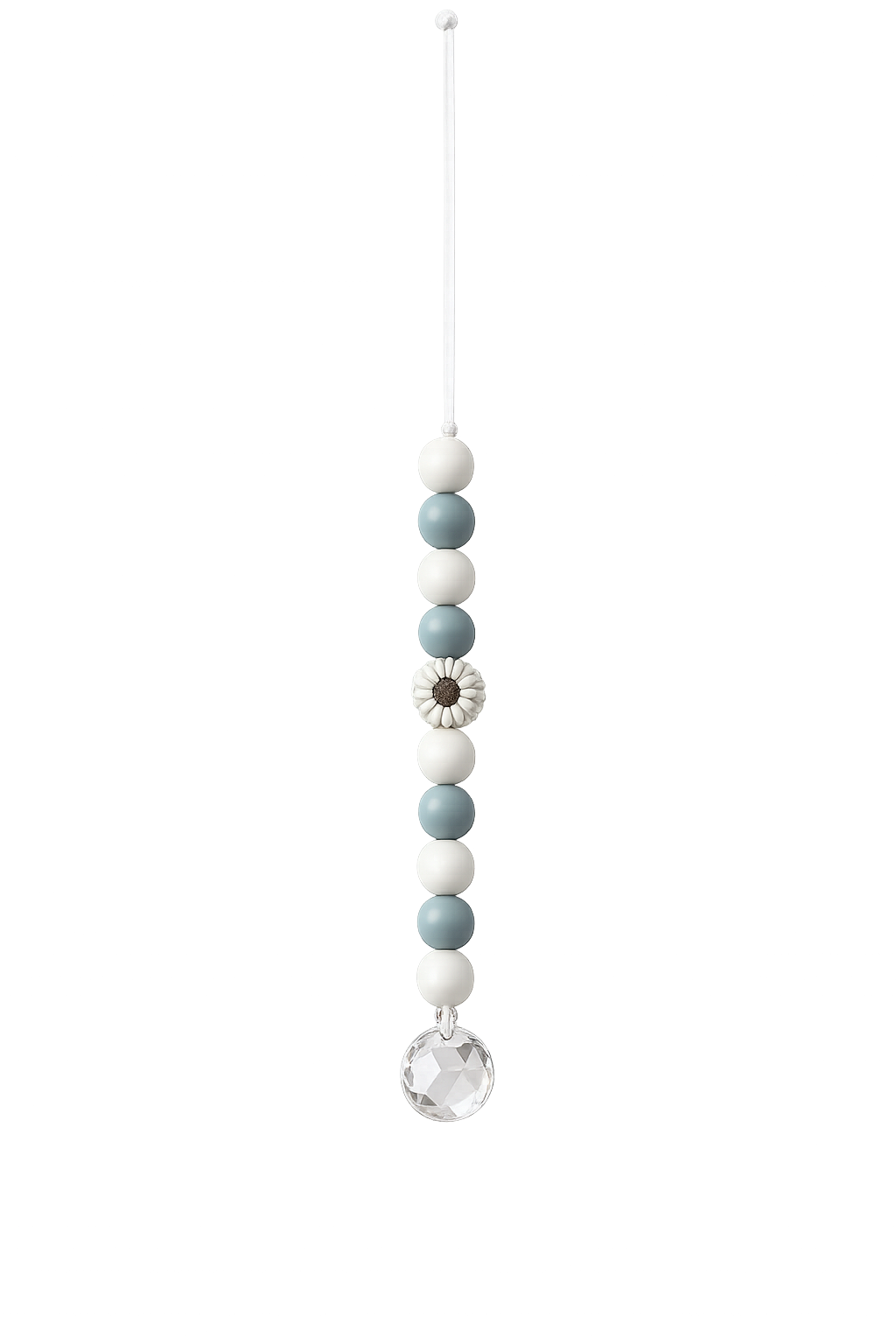 Sonnenfänger mit Kristall & Gänseblume – Fensterdeko aus Glas & Silikon | Boho Fensterhänger | 32 cm