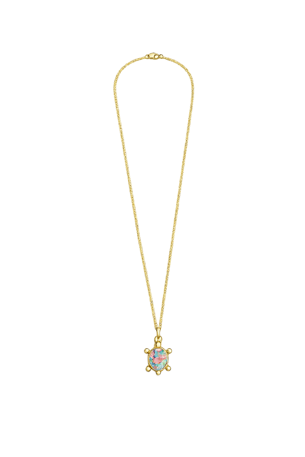 Schildkröten Halskette Gold – Edelstahl Kette mit schimmerndem Anhänger | Damen Halskette 60 cm