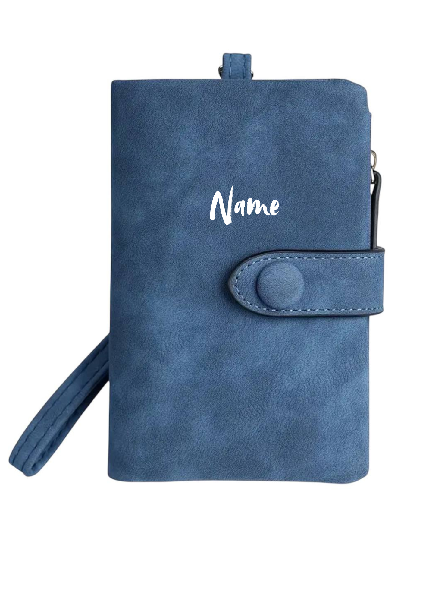 Elegante Geldbörse in Dunkelblau mit Dreifach-Faltung & Handschlaufe – personalisierbar 💙✨