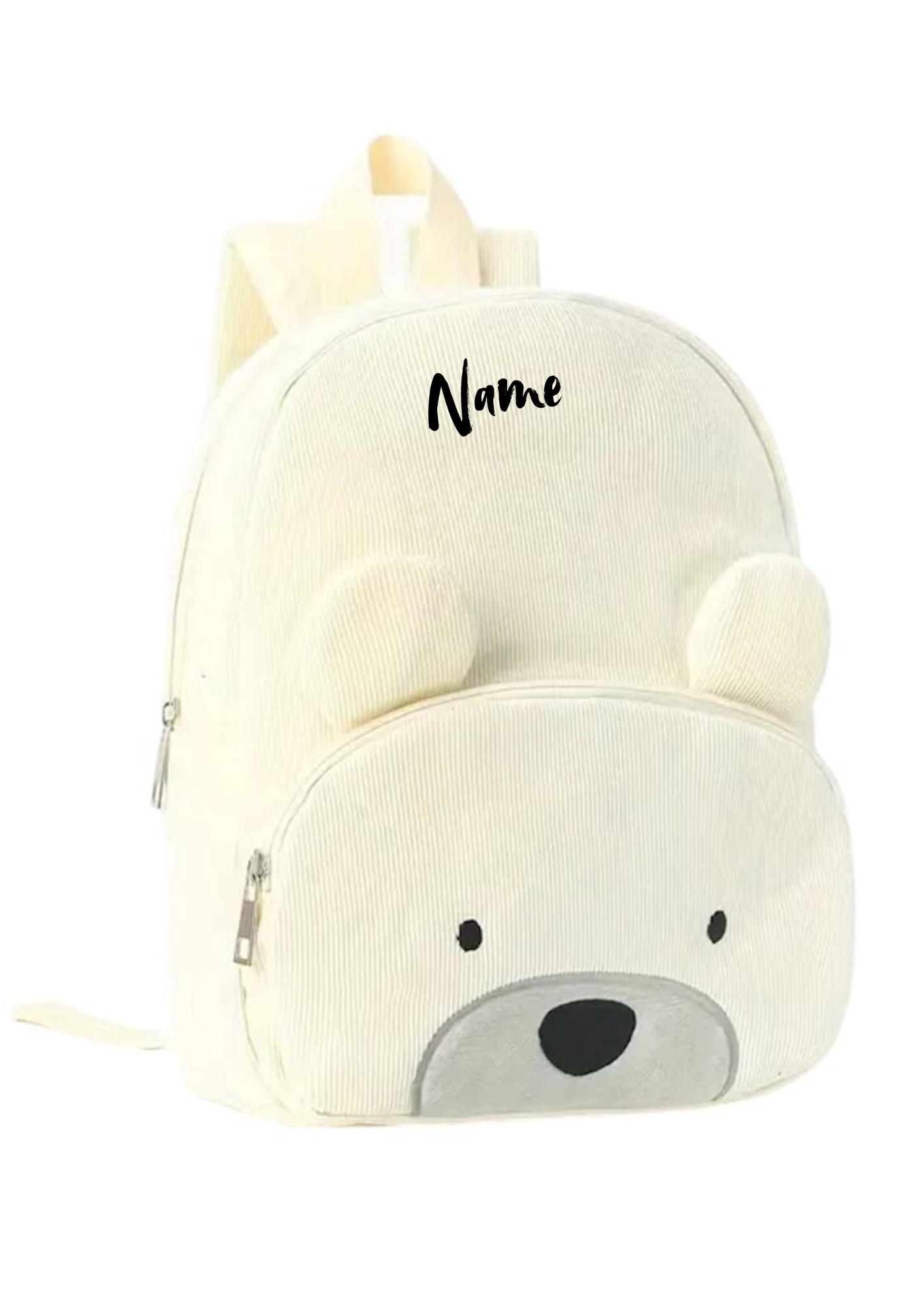 Kinderrucksack Bär Cremeweiß 🐻🤍 | Cordoptik & personalisierbar | Kindergartenrucksack mit Namen