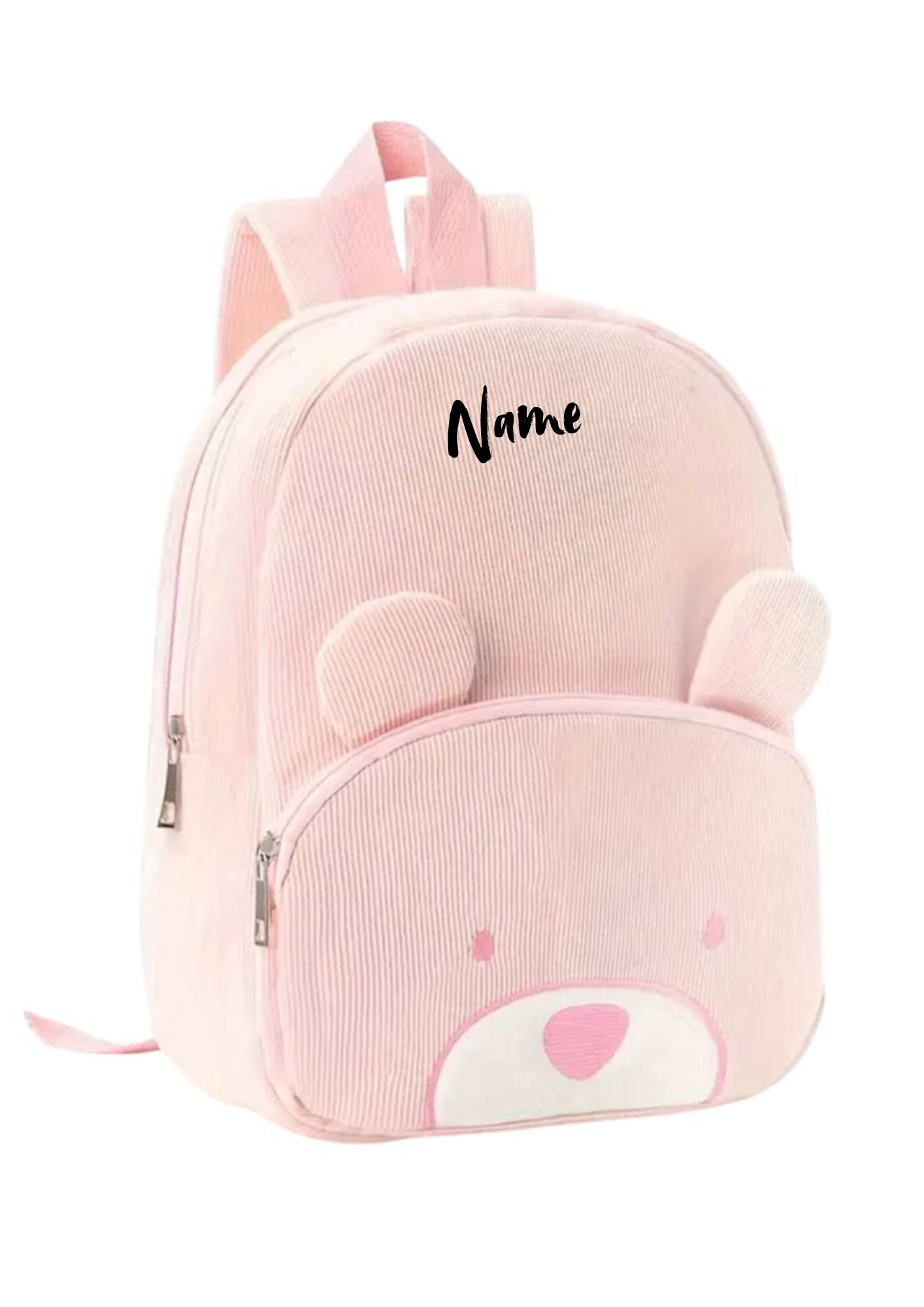 Kinderrucksack Bär Rosa 🐻🎀 | Cordoptik & personalisierbar | Kindergartenrucksack mit Namen