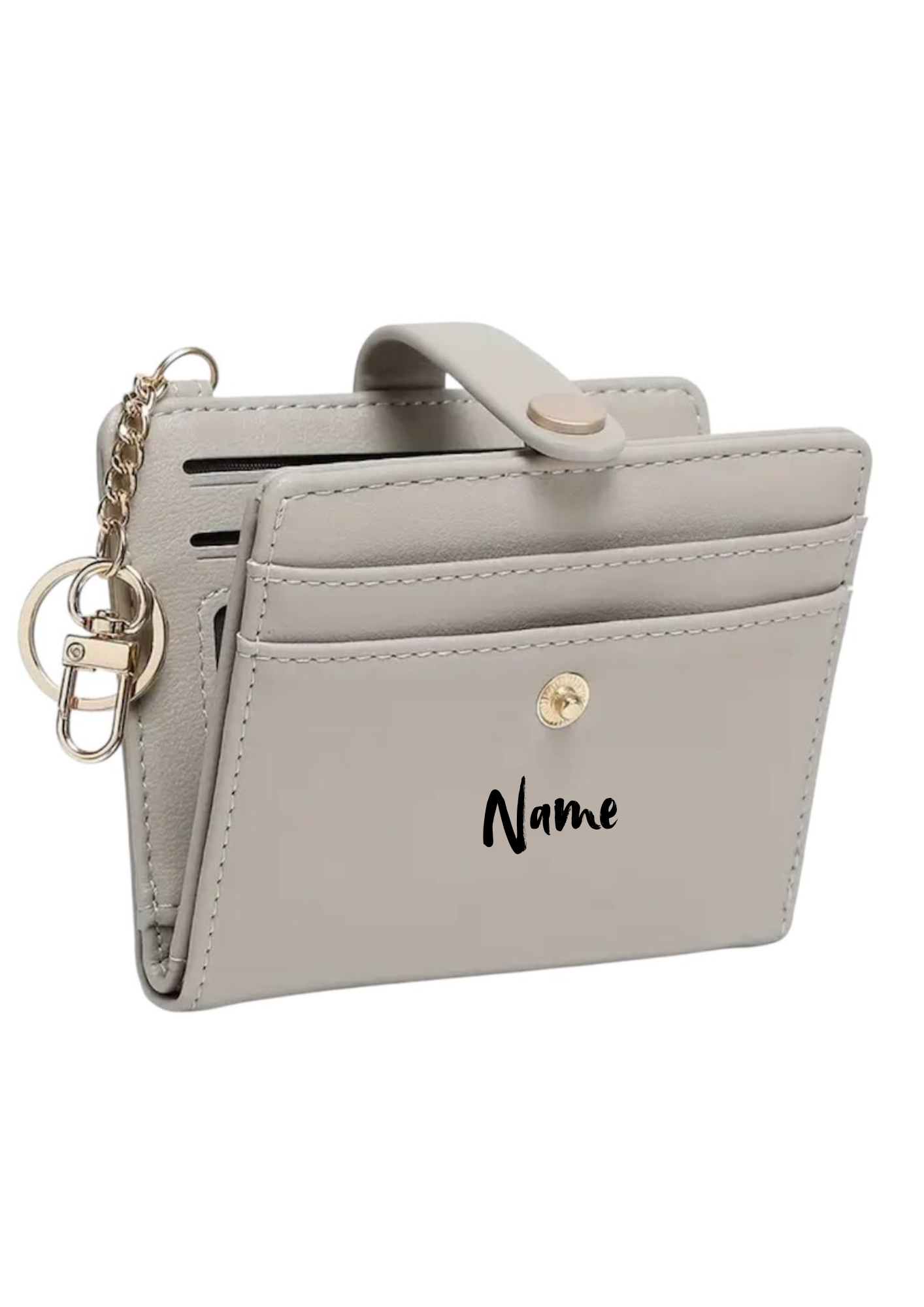 Ultradünne Damengeldbörse Grau – schlank, elegant & personalisierbar 💼✨