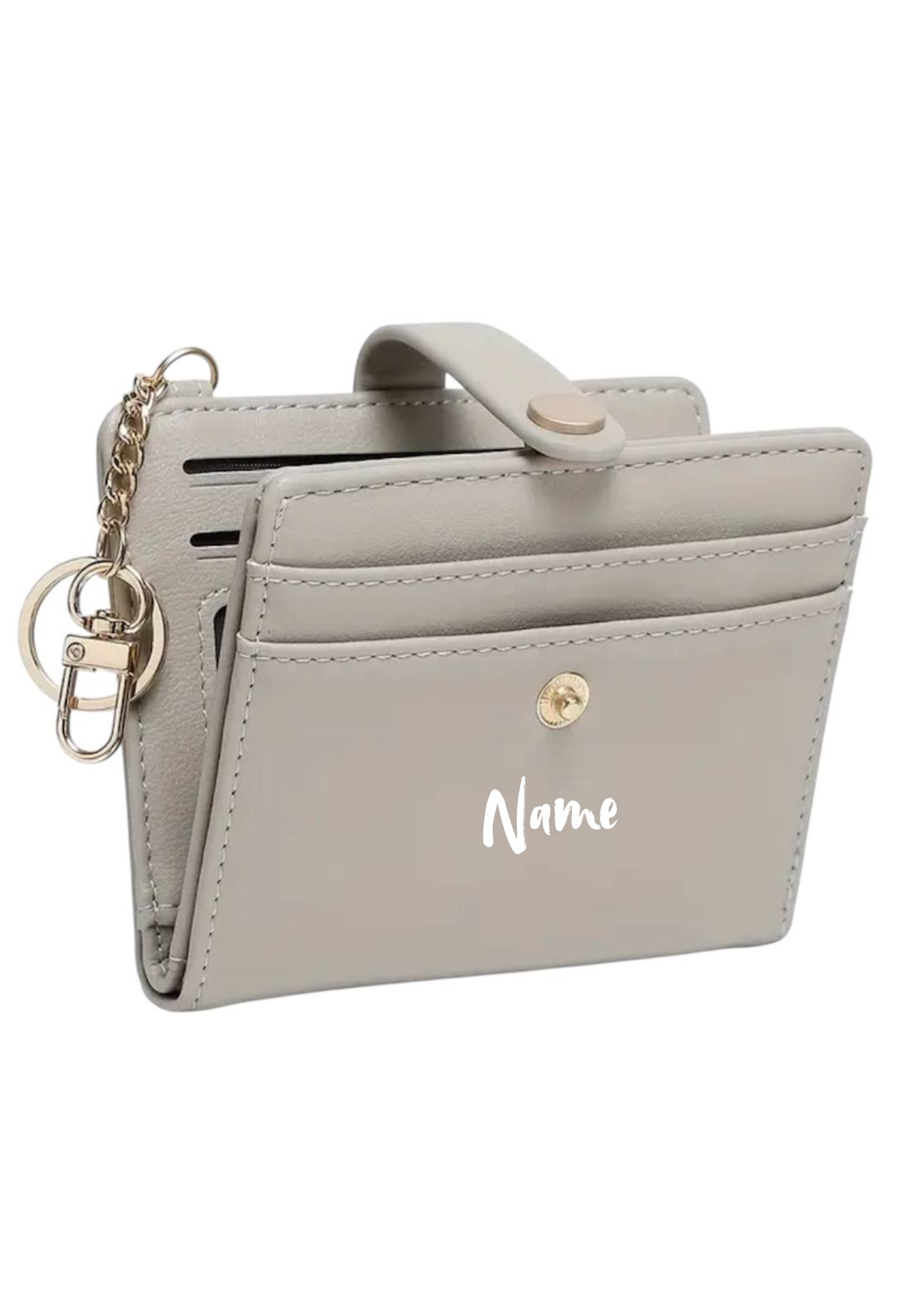 Ultradünne Damengeldbörse Grau – schlank, elegant & personalisierbar 💼✨