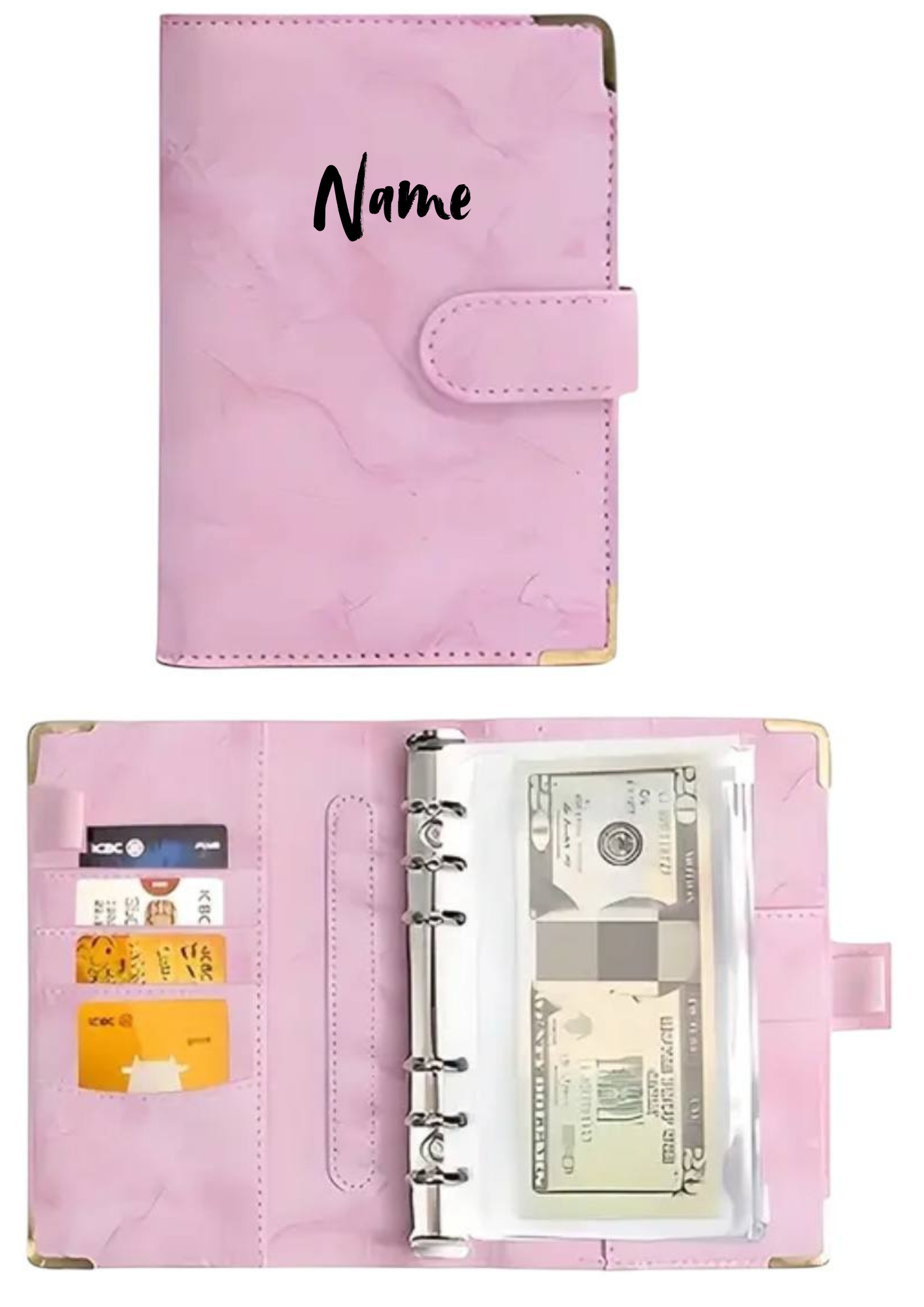 Budgetplaner A6 in Rosa Marmoroptik ✨ – stilvoll & personalisierbar