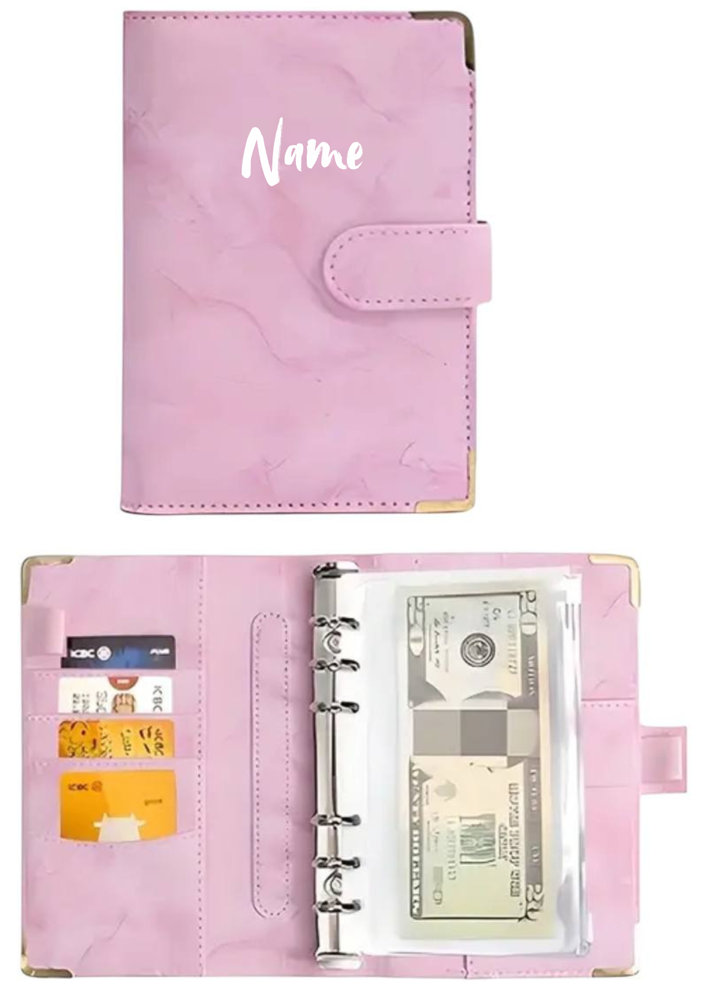Budgetplaner A6 in Rosa Marmoroptik ✨ – stilvoll & personalisierbar