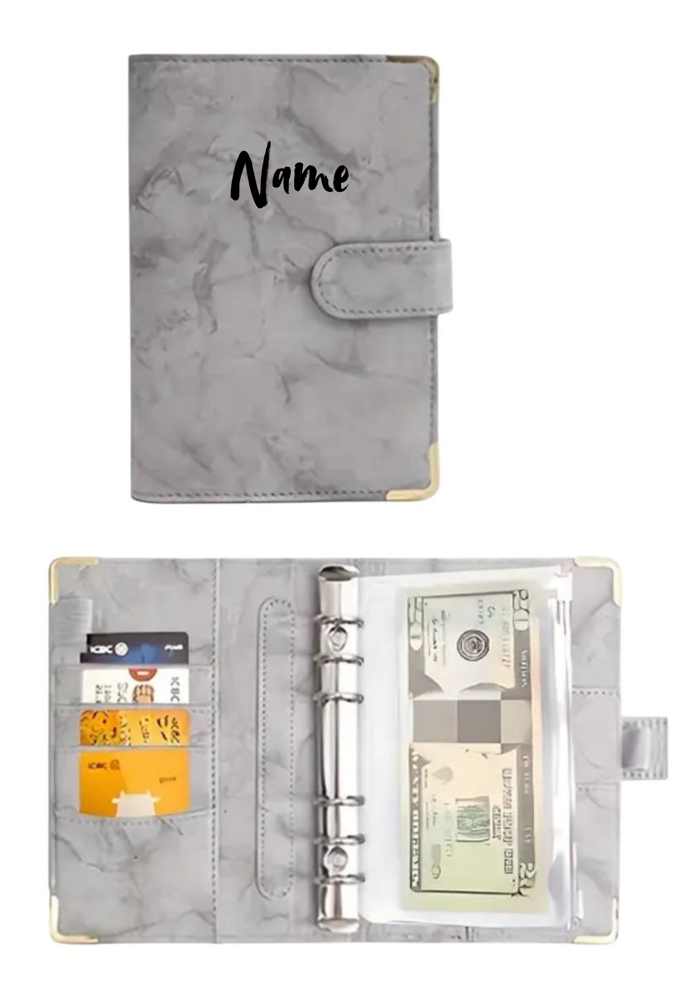 Budgetplaner A6 in Grau Marmoroptik 🪨 – stilvoll & personalisierbar