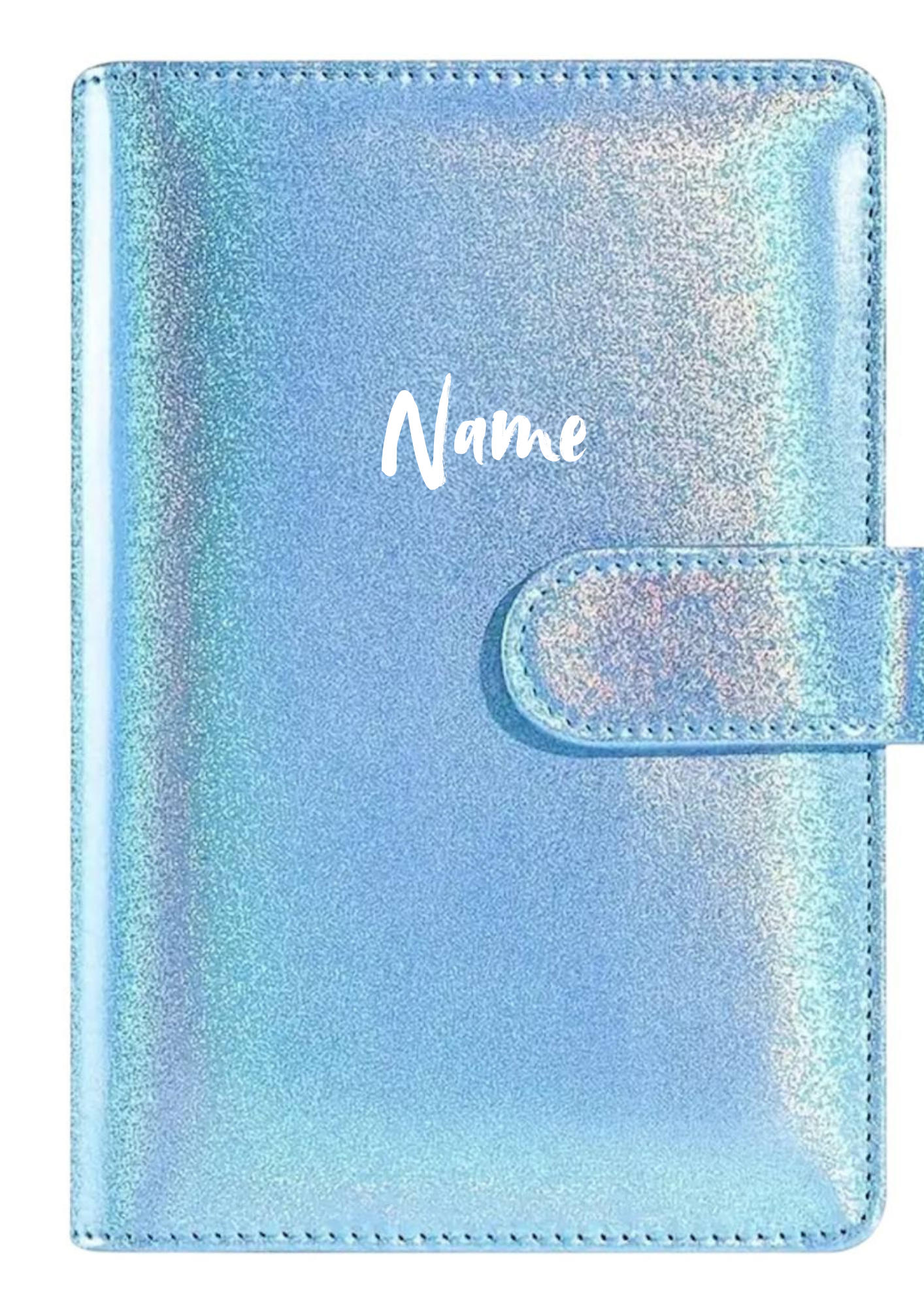 Budgetplaner A6 Blau Schimmernd mit Magnetverschluss – personalisierbar | Glänzender Planer für dein Finanzziel