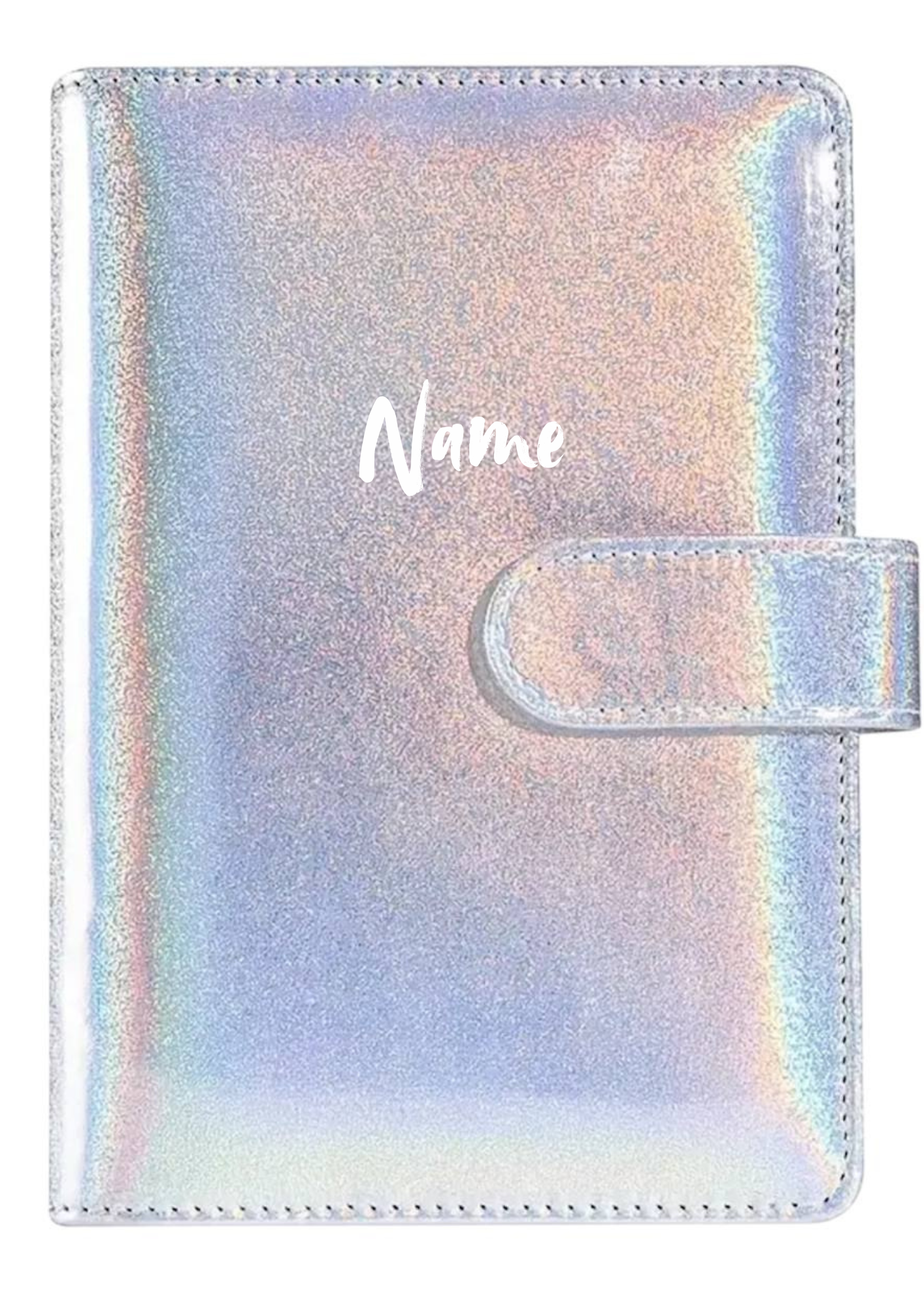 Budgetplaner A6 Silber Schimmernd mit Magnetverschluss – personalisierbar | Eleganter Finanzplaner für dein Geldmanagement
