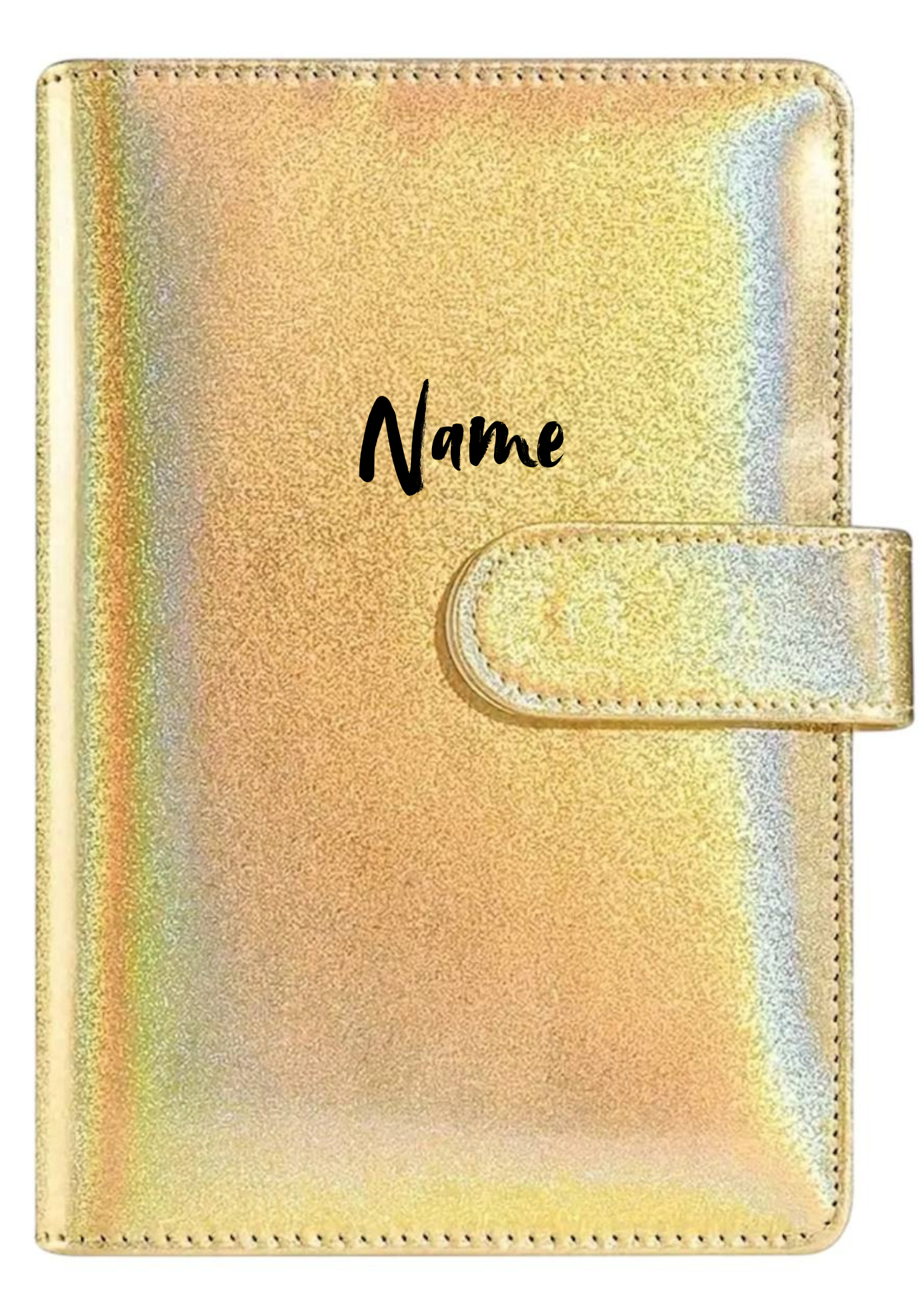 Budgetplaner A6 Gold Schimmernd mit Magnetverschluss – personalisierbar | Eleganter Planer für deine Finanzen