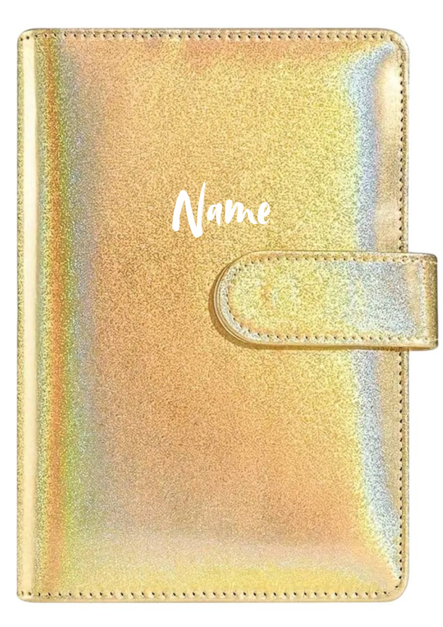 Budgetplaner A6 Gold Schimmernd mit Magnetverschluss – personalisierbar | Eleganter Planer für deine Finanzen