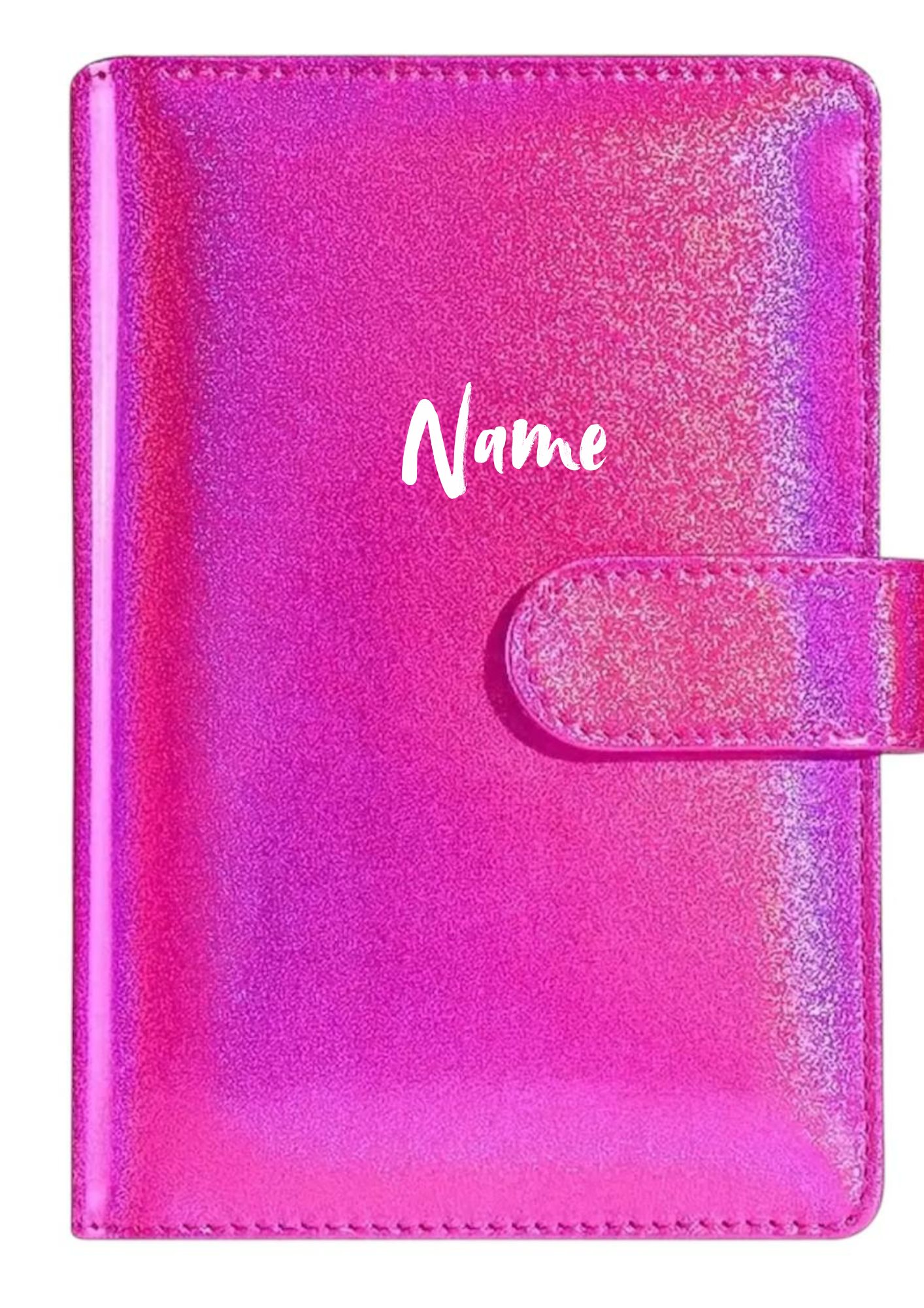 Budgetplaner A6 Pink Schimmernd mit Magnetverschluss – personalisierbar | Stilvoll sparen & planen