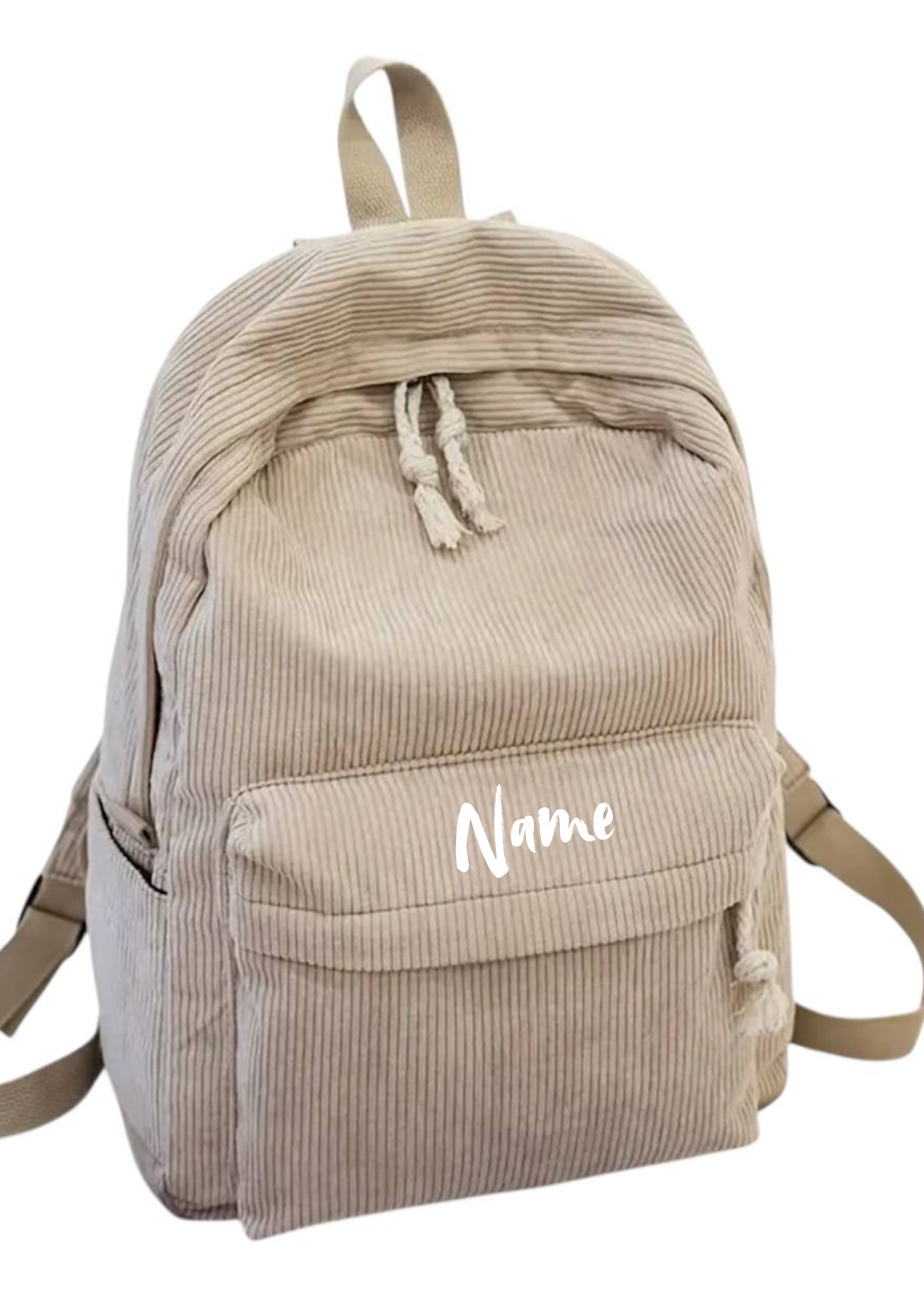 Personalisierter Kindergartenrucksack Cordoptik – Beige | Kita-Rucksack mit Namen