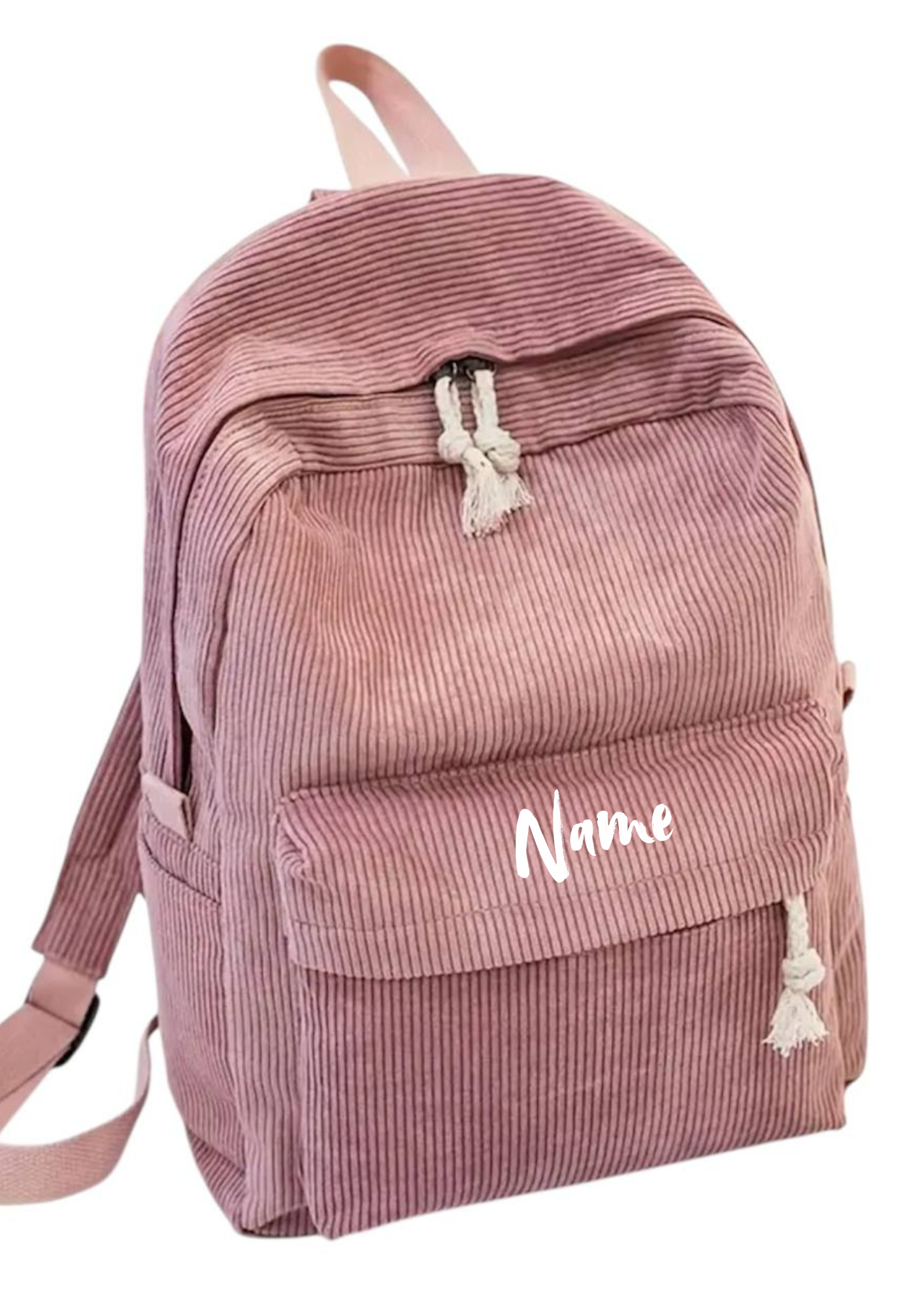 Kindergartenrucksack Cordoptik Rosa – personalisierbar mit Namen | Kita-Rucksack für Mädchen