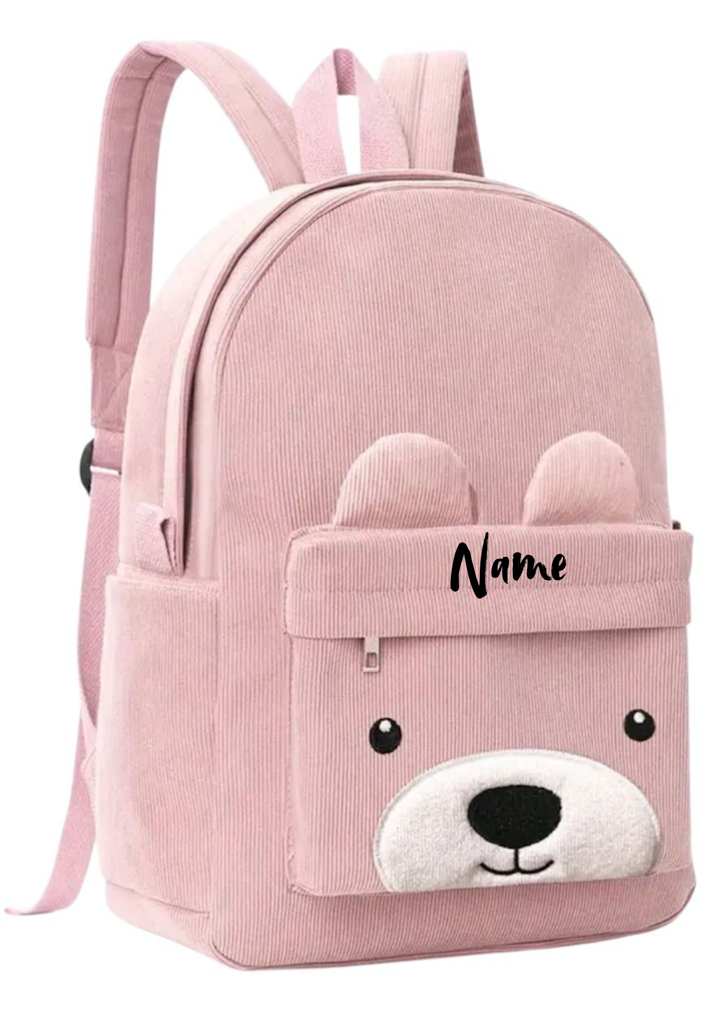 Kindergartenrucksack Bärenoptik Rosa – personalisierbar mit Namen | Süßer Kita-Rucksack für Mädchen
