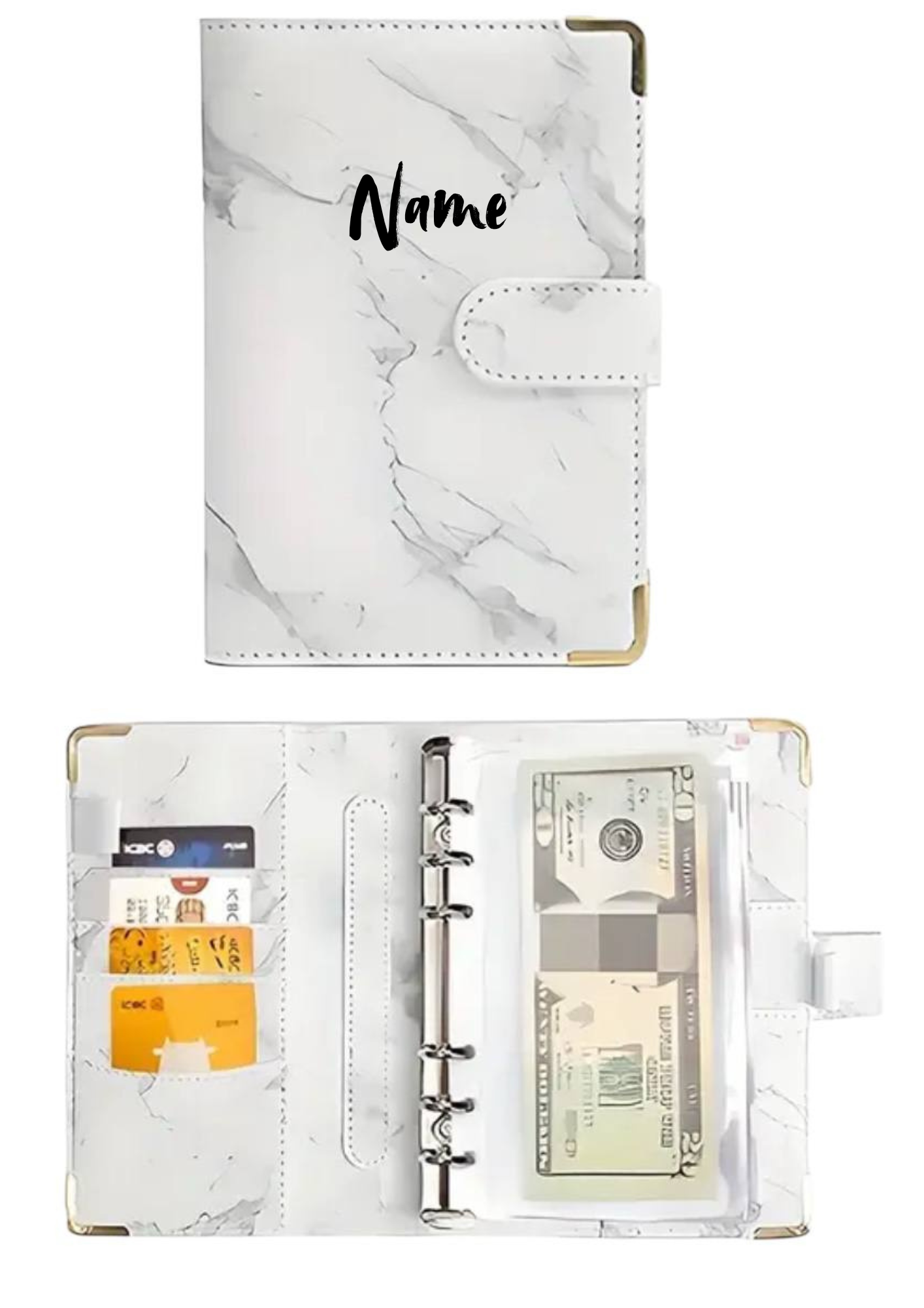 Budgetplaner A6 in Weißer Marmoroptik ✨ – personalisierbar & stilvoll