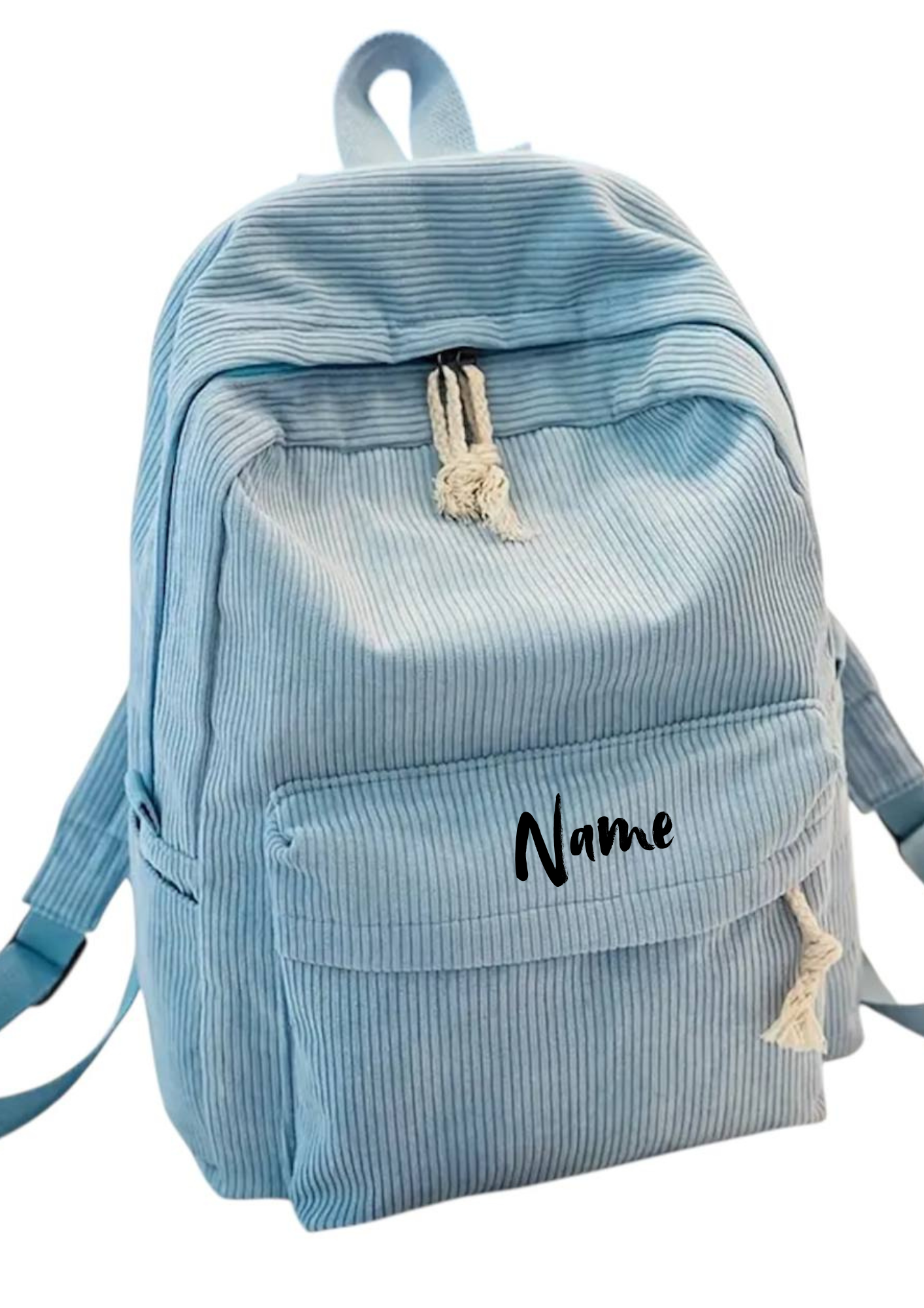 Personalisierter Kindergartenrucksack Cordoptik – Hellblau | Kita-Rucksack mit Namen