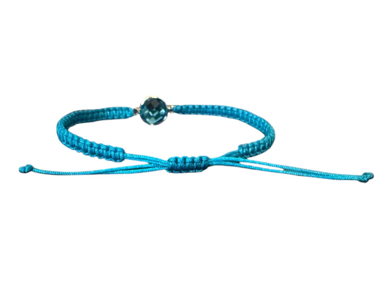 Makramee-Armband mit blauem Glasanhänger – handgefertigt, verstellbar & personalisierbar | Eleganz & Individualität (S8)