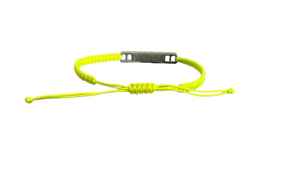 Makramee Armband "I Love Sunshine" – Neongelb & Silber | Handgemacht & Verstellbar