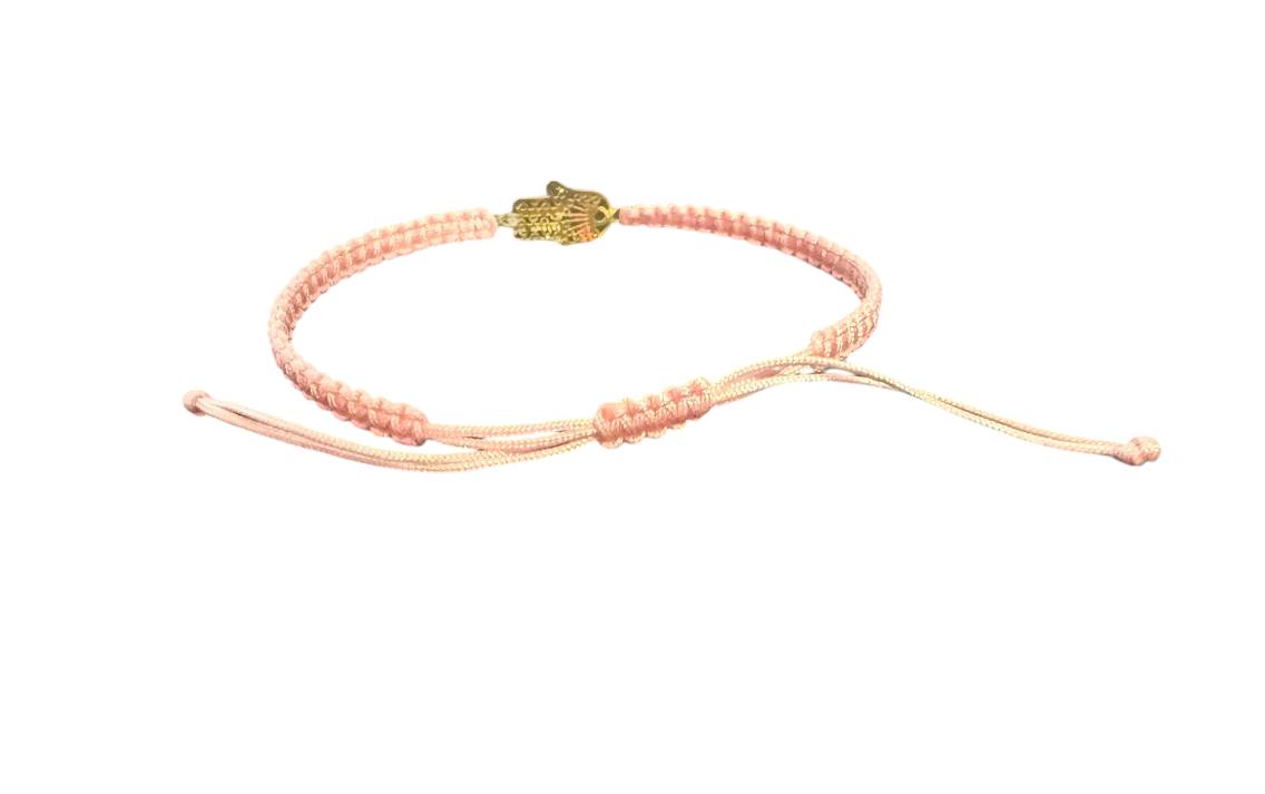 Handgefertigtes Makramee-Armband mit goldfarbener Hand der Fatima – personalisierbar & verstellbar | Symbolischer Schmuck für Damen & Herren (G8)