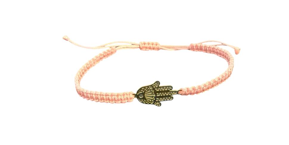 Handgefertigtes Makramee-Armband mit goldfarbener Hand der Fatima – personalisierbar & verstellbar | Symbolischer Schmuck für Damen & Herren (G8)
