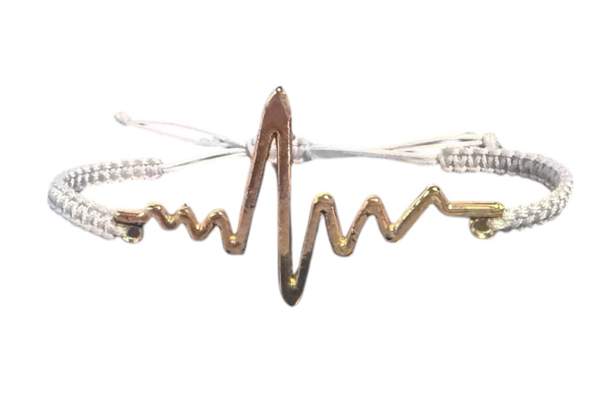 Handgefertigtes Makramee Armband „Lebenslinie“ – Grau & Roségold | Symbol für Stärke & Verbindung
