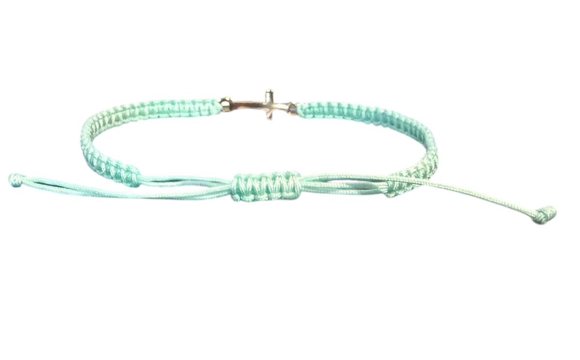 Handgefertigtes Makramee-Armband mit rosegoldfarbenem Kreuz – Symbol für Glaube & Hoffnung | Individuell anpassbar (R9)