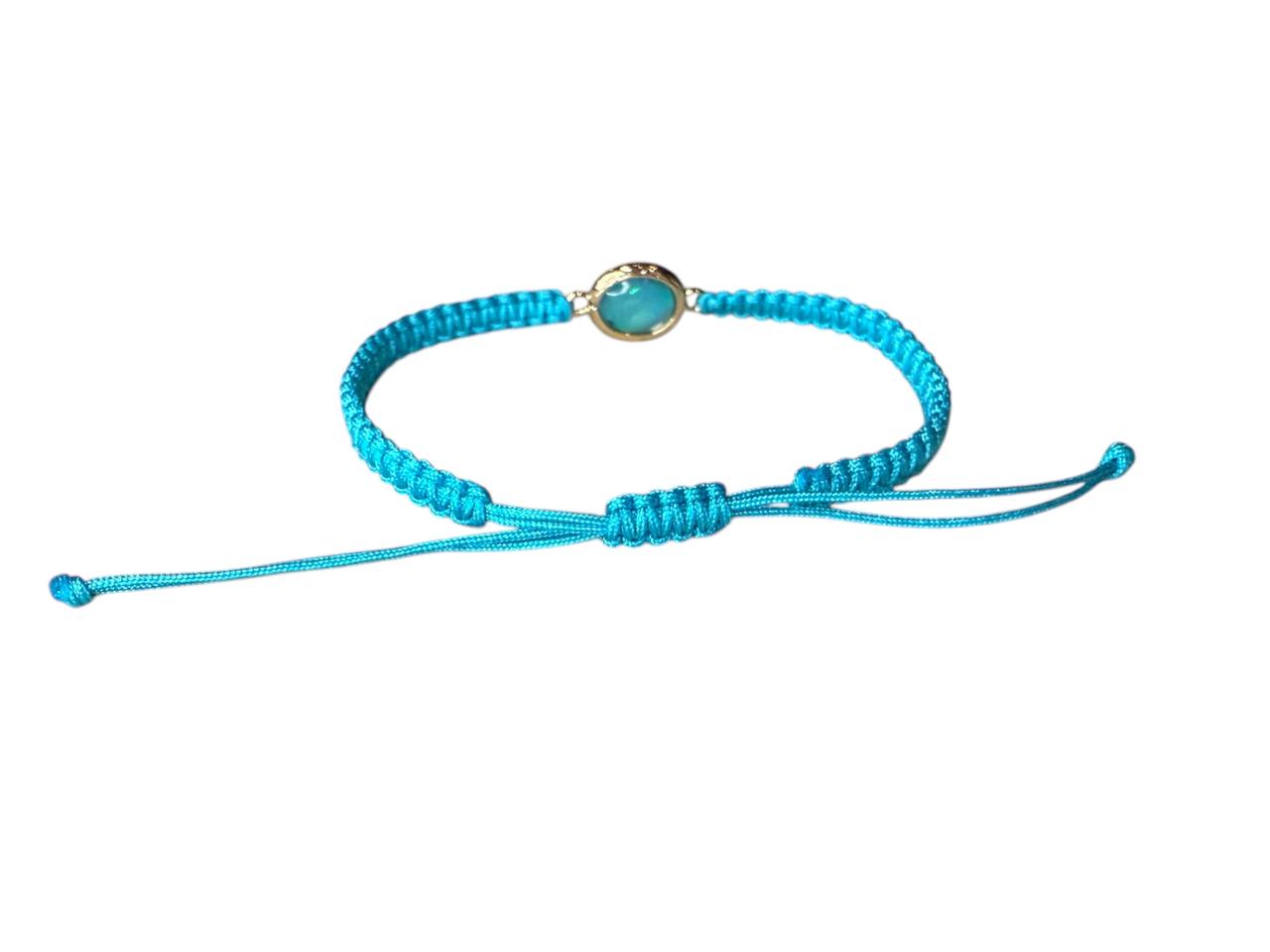 Makramee Armband „Rosentraum“ – Rosa Band & Rosegold Anhänger mit Türkis Glasstein (15x10mm)