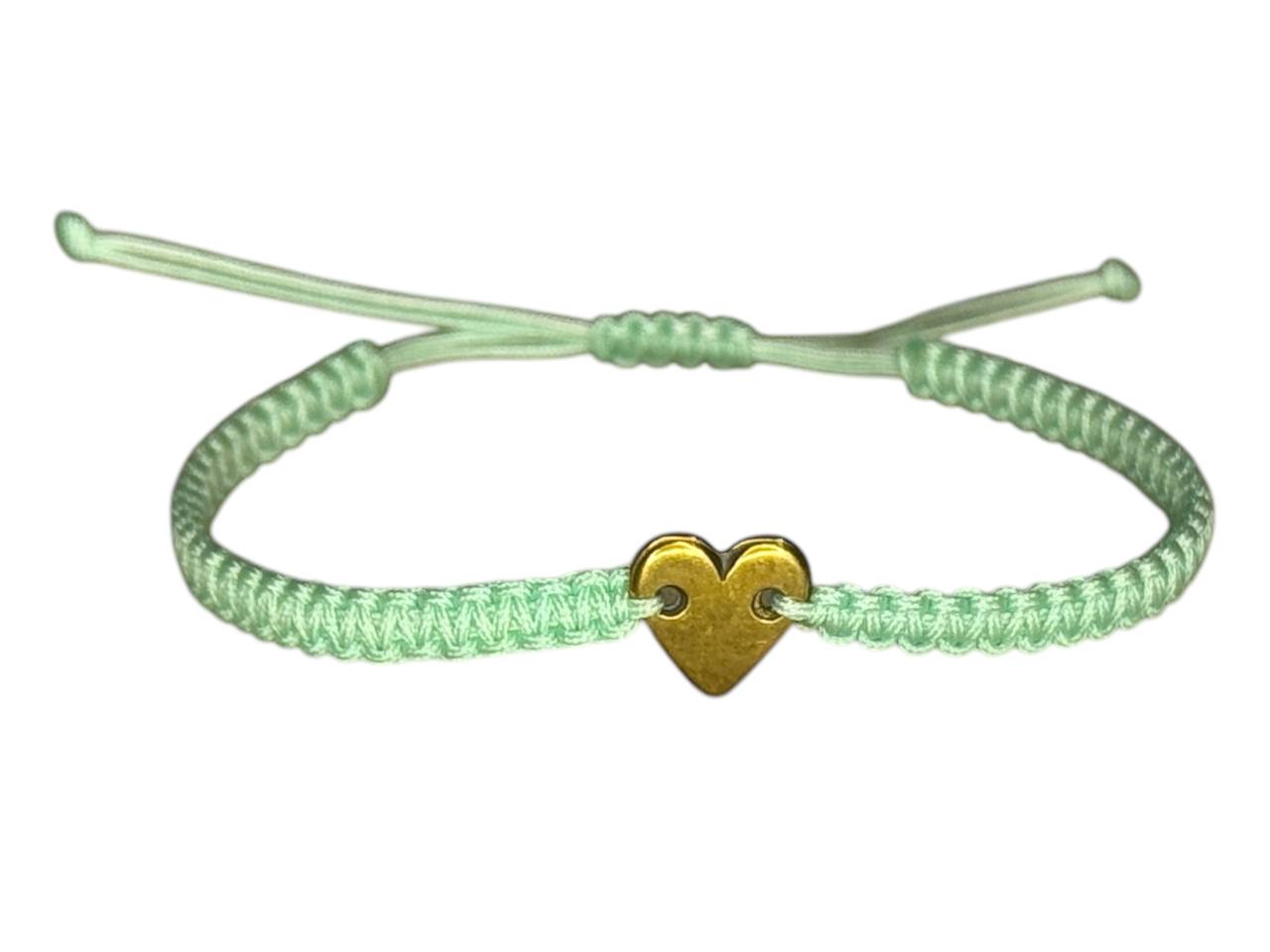 Makramee-Armband mit bronzefarbenem Herz – Handgefertigt, anpassbar in Farbe & Größe (B4)