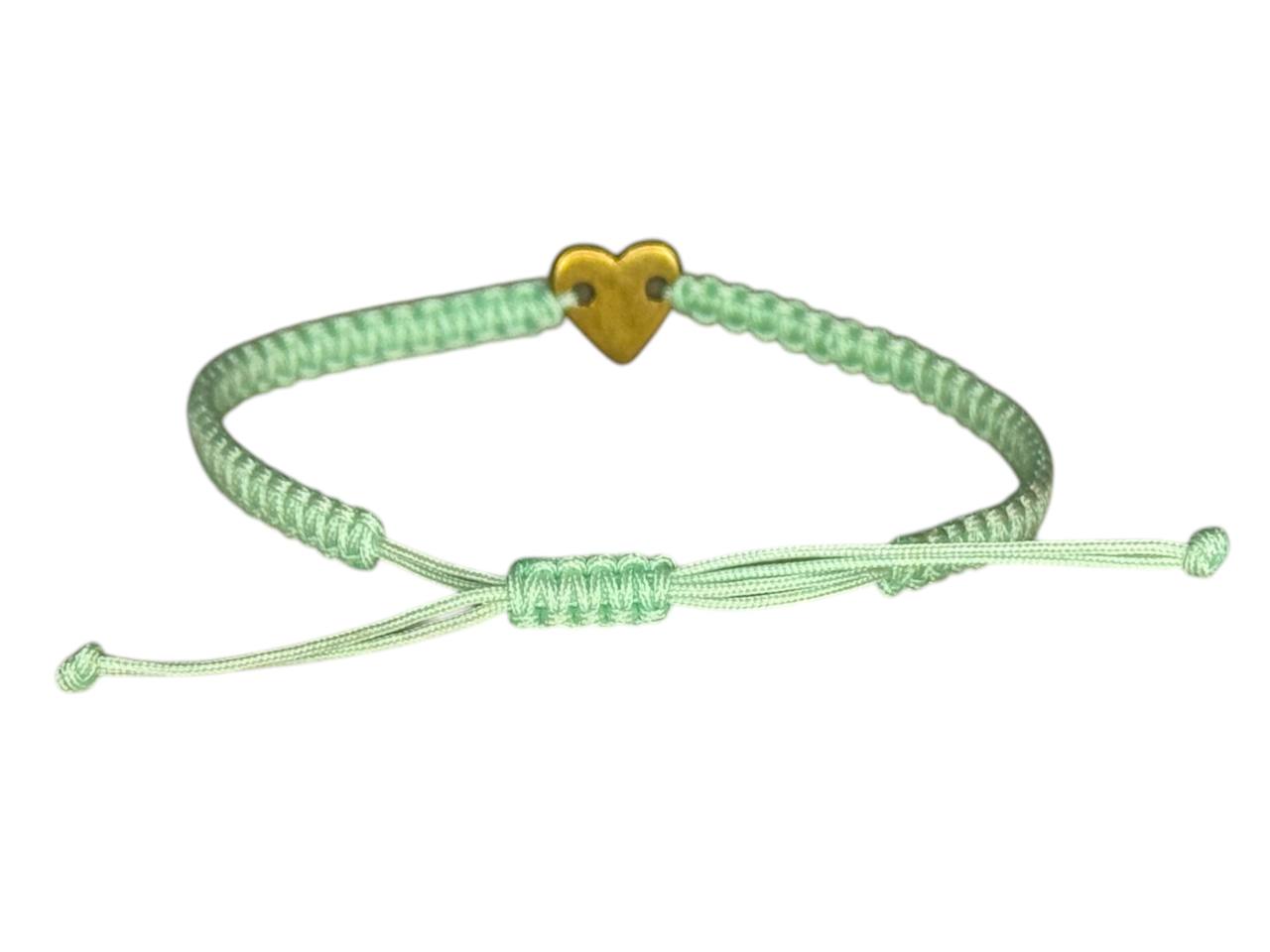 Makramee-Armband mit bronzefarbenem Herz – Handgefertigt, anpassbar in Farbe & Größe (B4)