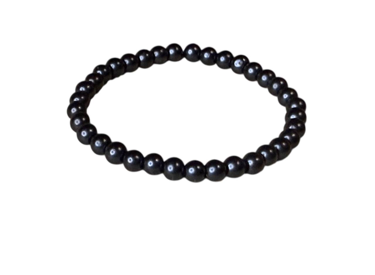 Handgefertigtes dunkelblaues Glaswachsperlenarmband – Personalisiert mit Namen oder ohne – Elastisch & in verschiedenen Größen (XS bis XL) (005)