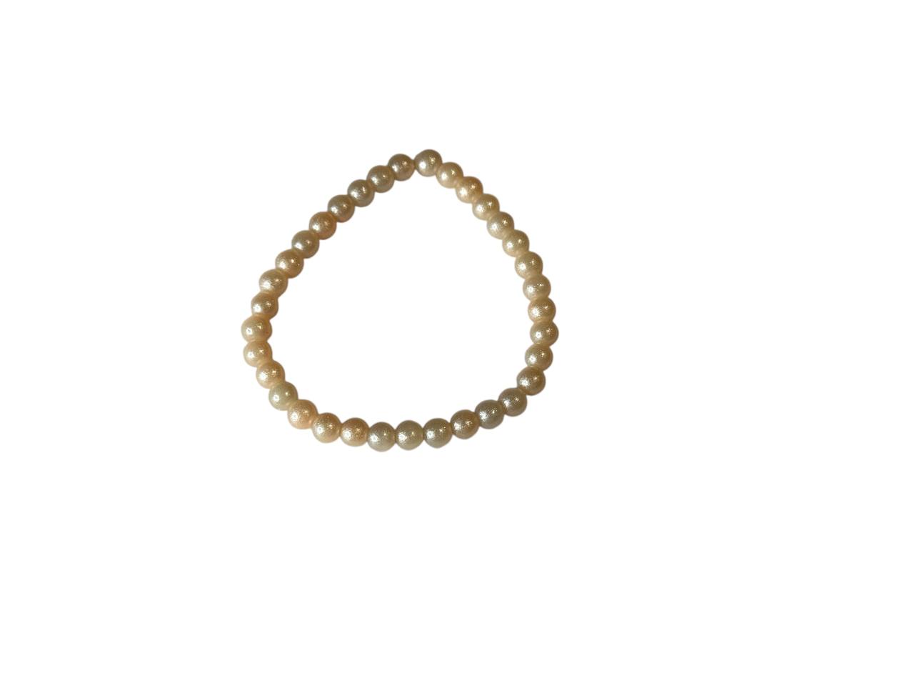 Handgefertigtes Glasperlenarmband in Aprikose Glitzer – Personalisiert mit Namen oder ohne – Elastisch & in verschiedenen Größen (XS bis XL) (010)