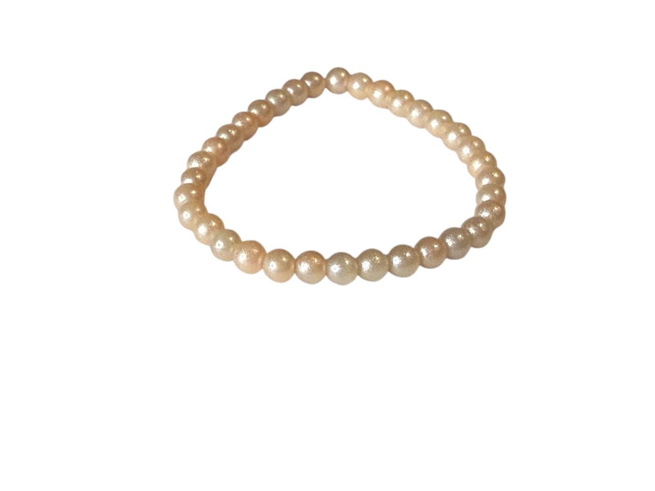 Handgefertigtes Glasperlenarmband in Aprikose Glitzer – Personalisiert mit Namen oder ohne – Elastisch & in verschiedenen Größen (XS bis XL) (010)