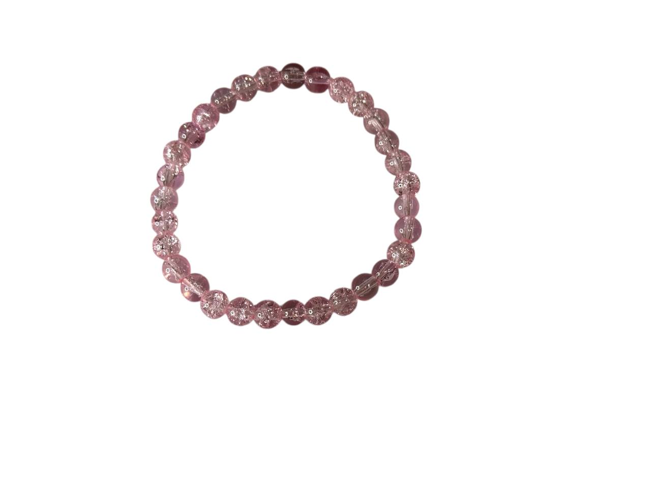 Handgefertigtes Rosa Glasperlenarmband – Personalisiert mit Namen oder ohne – Elastisch & in verschiedenen Größen (XS bis XL) (012)