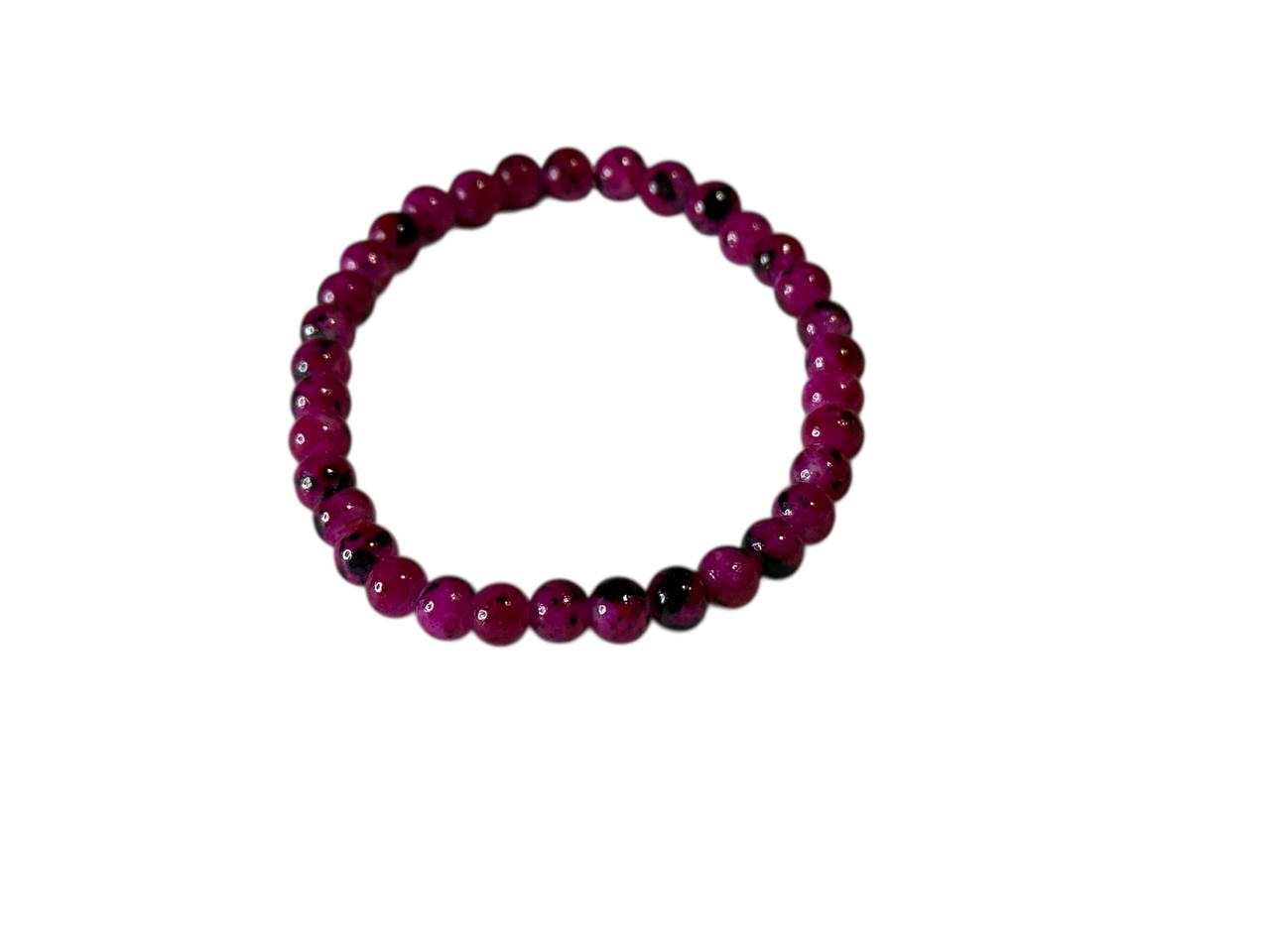 Handgefertigtes Armband aus pink marmorierten Glasperlen – mit oder ohne Wunschname – Elastisch & personalisierbar (013)