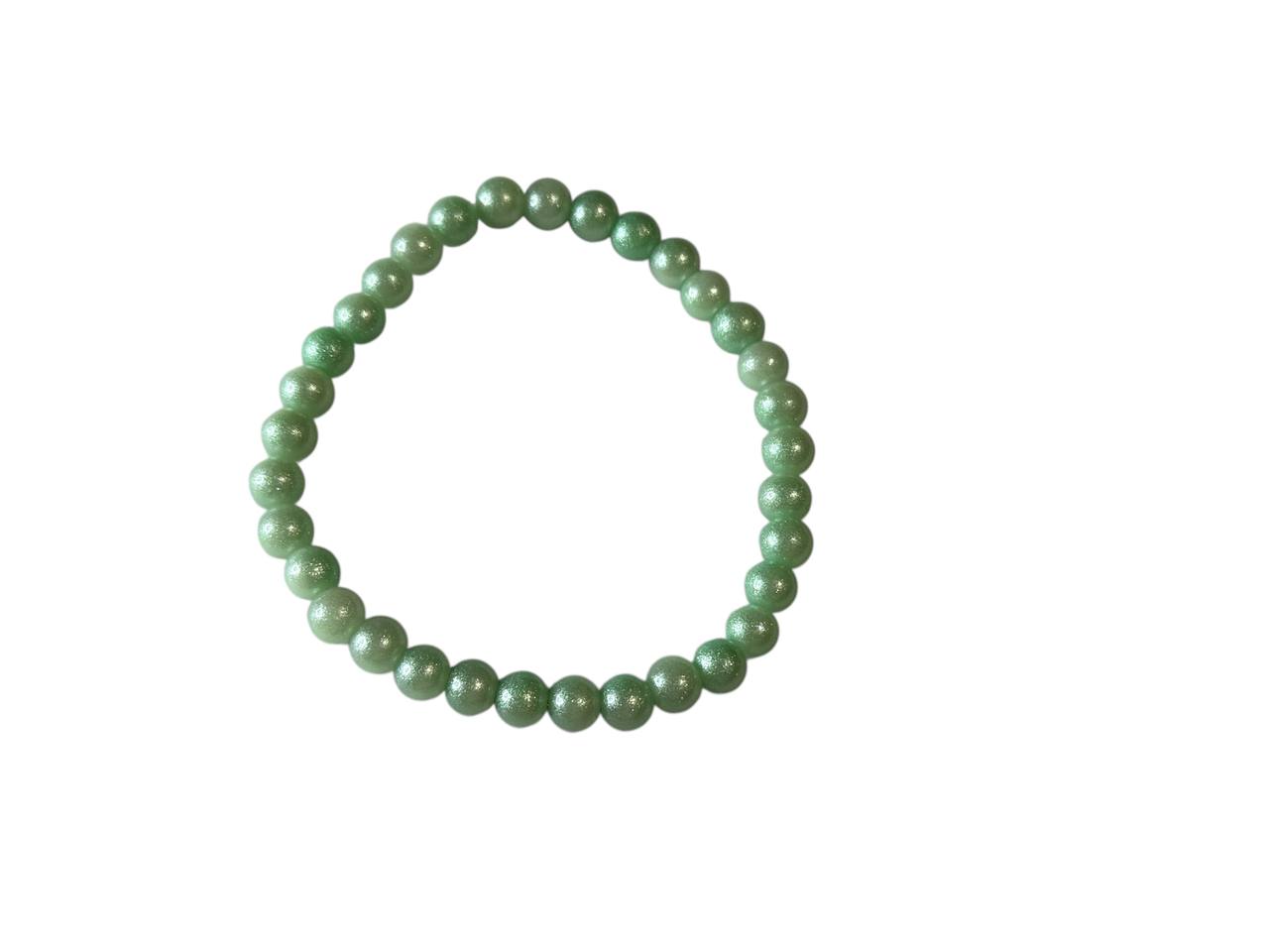 Perlenarmband Mintgrün Glitzer – Handgemacht & Personalisierbar – Elastisch in 5 Größen (020)