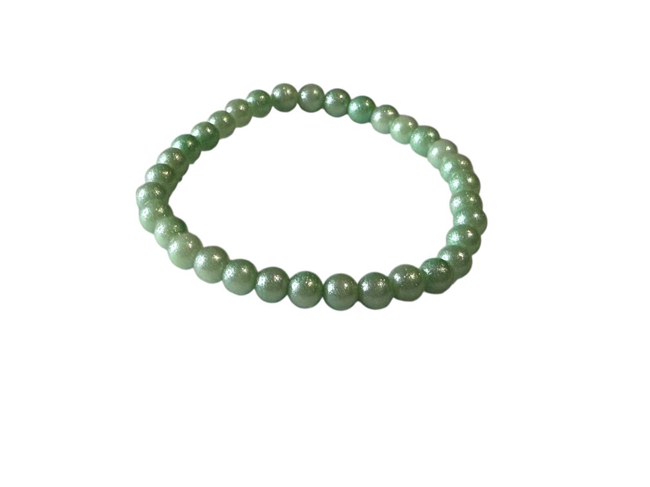 Perlenarmband Mintgrün Glitzer – Handgemacht & Personalisierbar – Elastisch in 5 Größen (020)