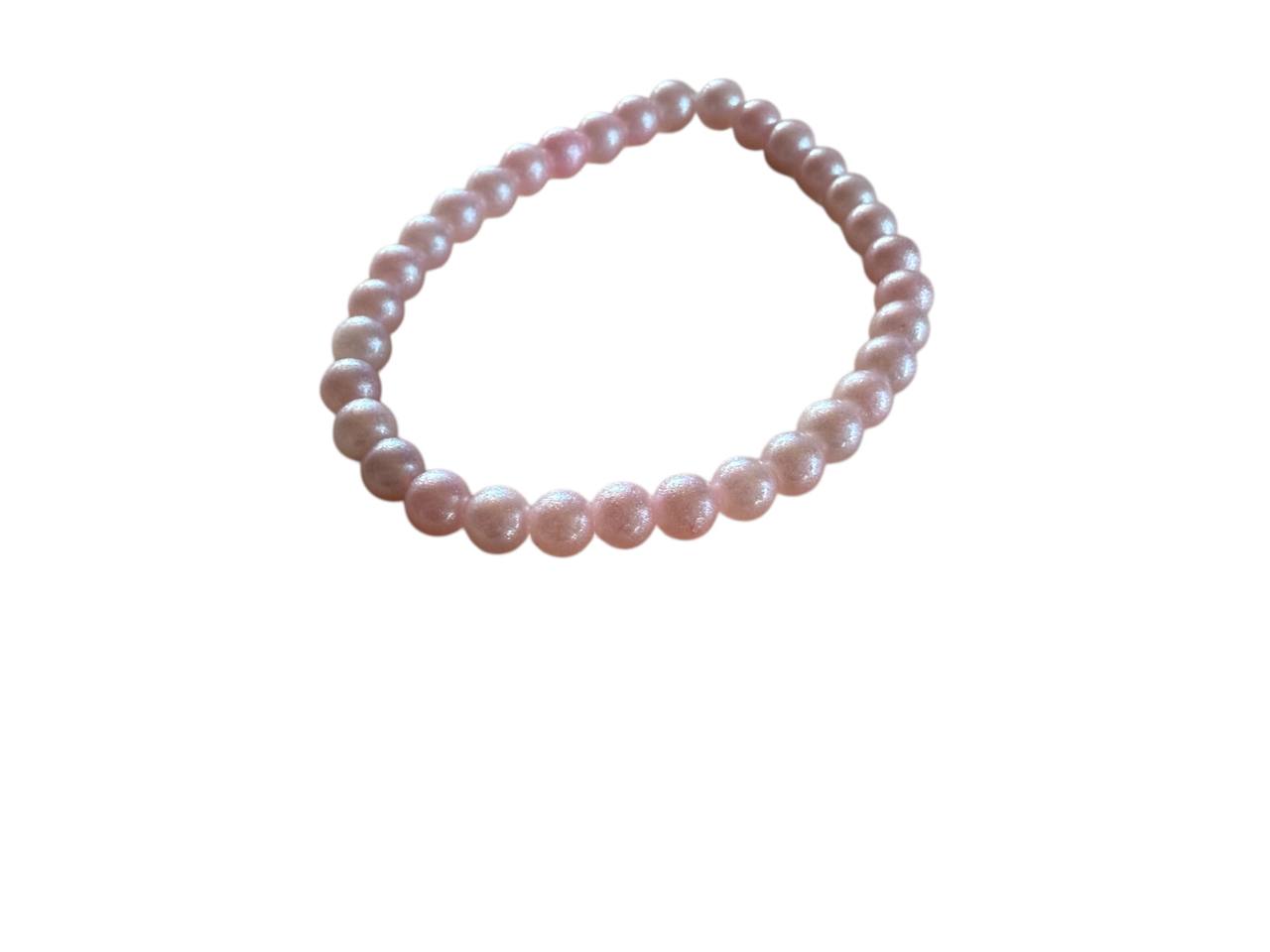 Rosa Glitzer Glasperlen Armband – Handgemacht & Personalisierbar – Elastisch in 5 Größen (027)
