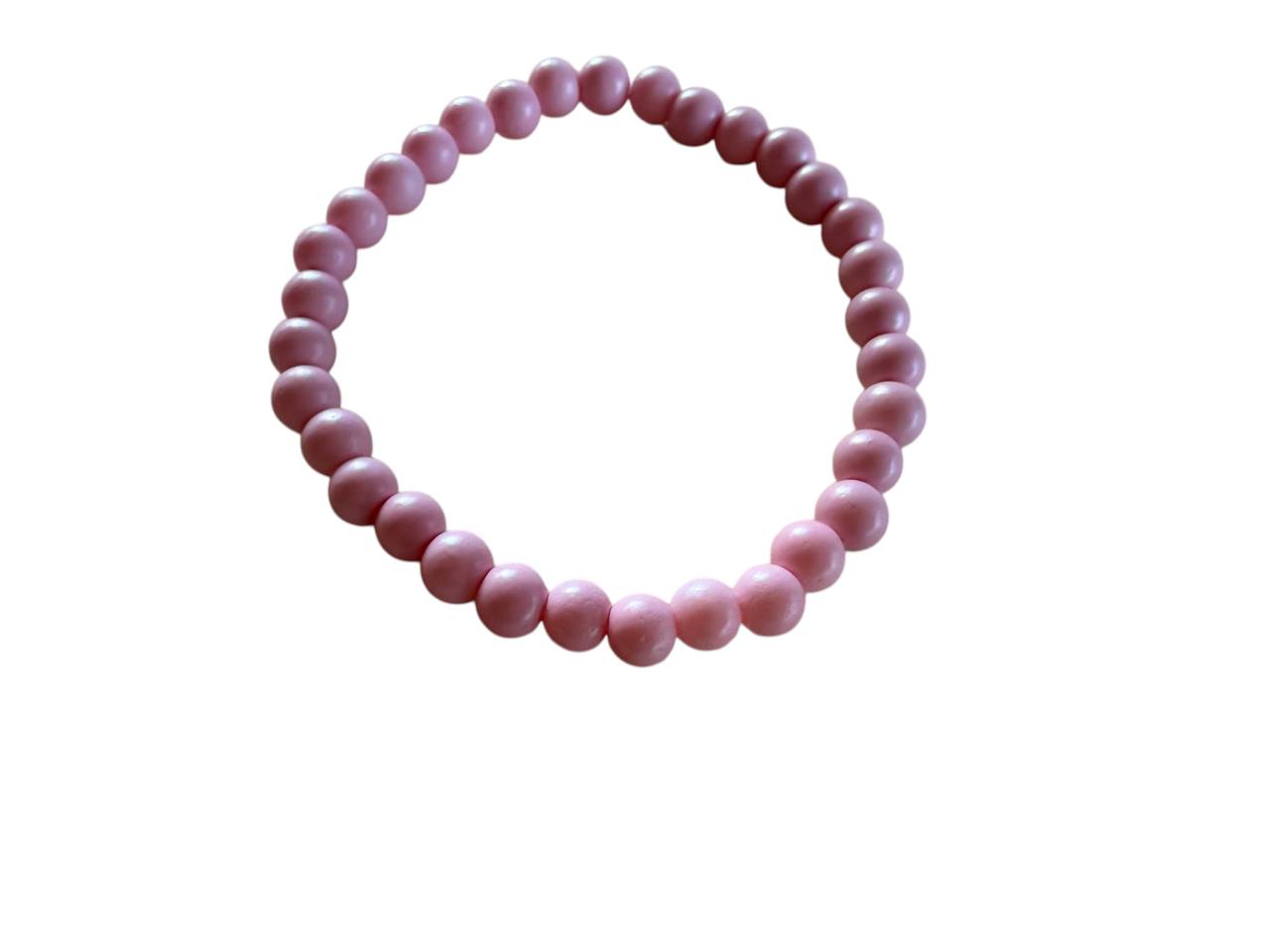 Rosa Acrylperlen Armband – Handgemacht & Personalisierbar – Elastisch in 5 Größen (029)