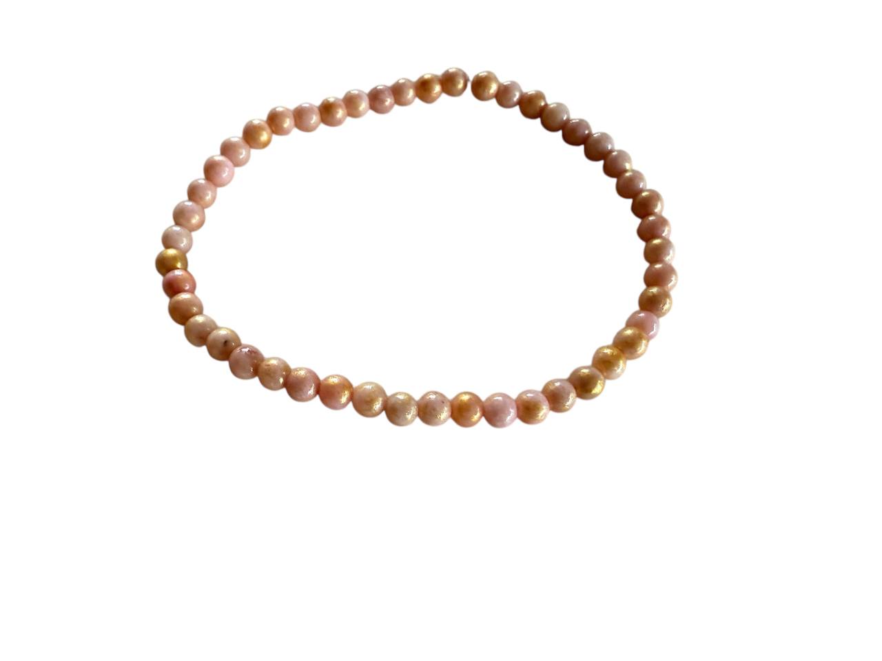 Handgefertigtes Glasperlen-Armband in Aprikose & Rosa – Personalisiert mit Wunschname – Elastisch in 5 Größen (035)