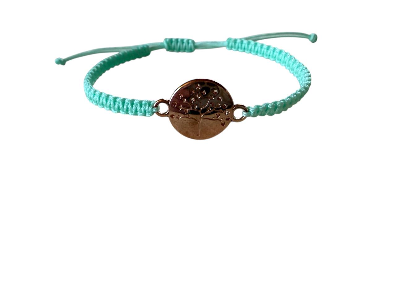Makramee Armband Lebensbaum – Mintgrün & Roségold | Handgemacht & Verstellbar