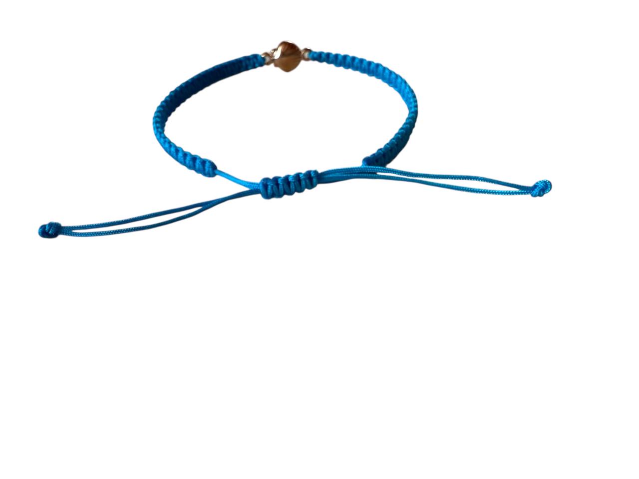 Makramee Armband „Muschel“ – Blau & Roségold | Sommerlicher Schmuck für Meerliebhaber