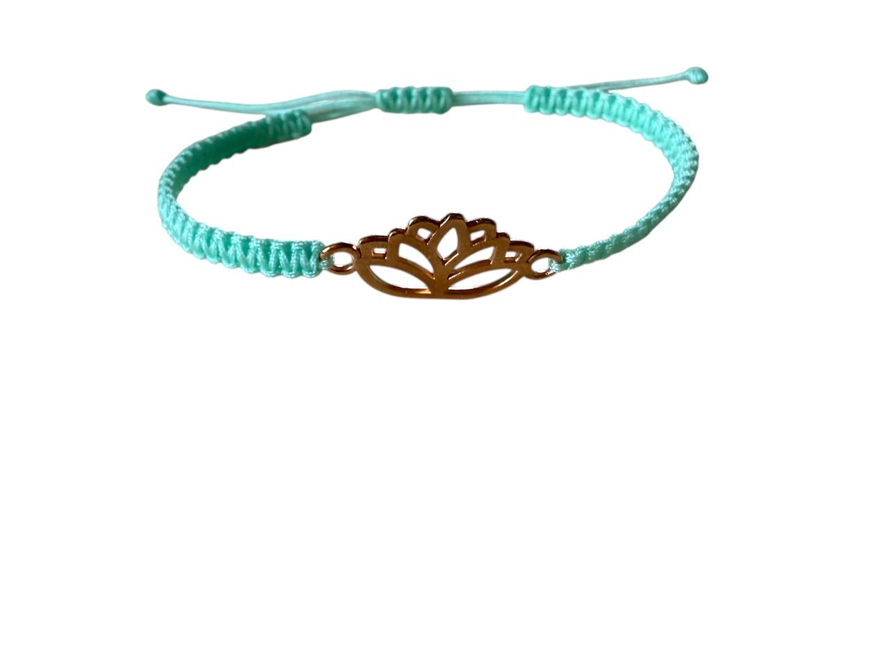 🌸 Handgefertigtes Makramee-Armband mit Lotusblüten-Anhänger in Roségold – 38 Farben, verstellbar (R20)