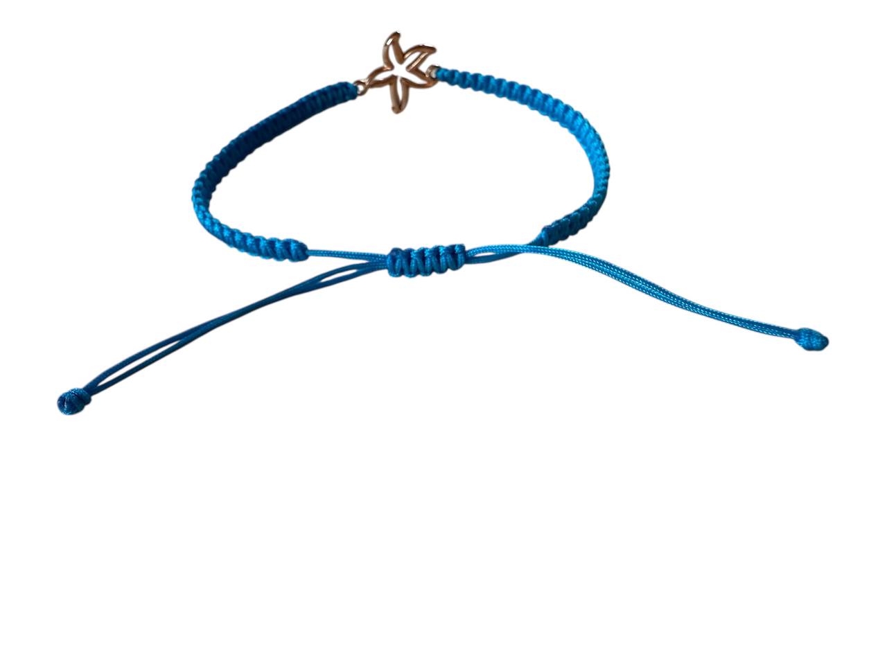 đ Handgefertigtes Makramee-Armband mit RosĂ©gold-Seestern â 38 Farben, verstellbar (R22)