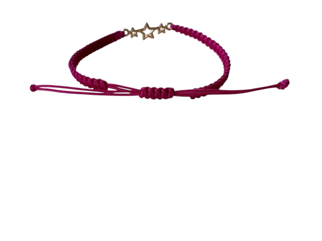 🌟 Handgefertigtes Makramee-Armband mit Roségold-Anhänger „Sterne“ – 38 Farben, verstellbar (R21)