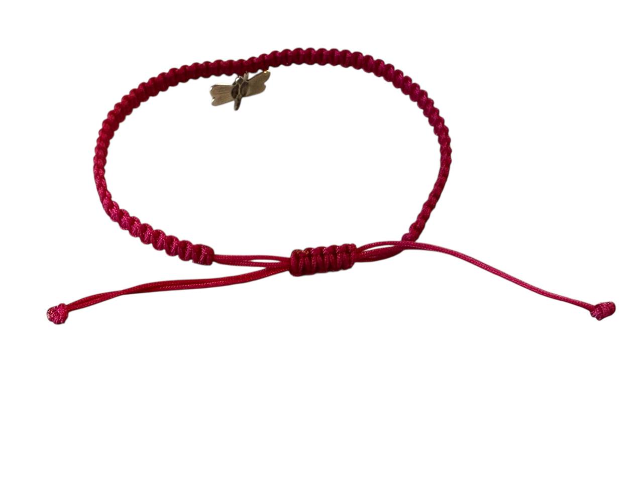 Makramee Armband mit Libelle Anhänger – Beere & Silber | Handgemacht & Verstellbar