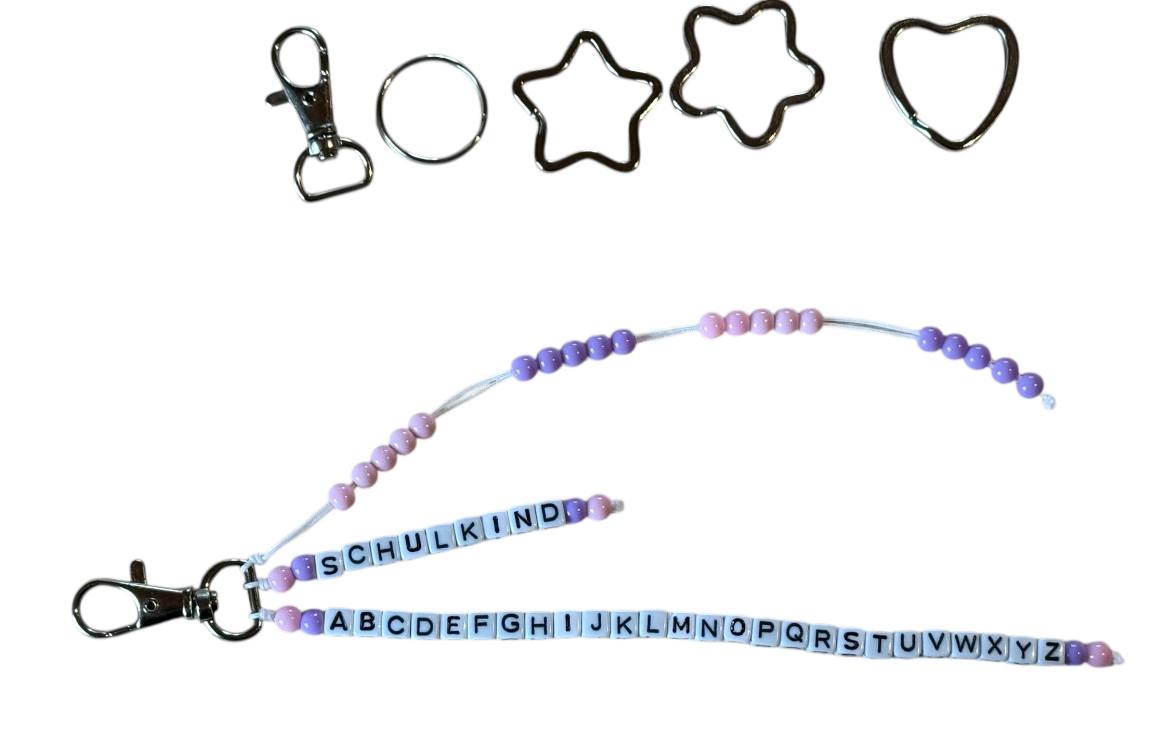 đ ABC- & Rechenkette personalisiert â Rosa & Lila â mit Wunschname â Geschenk zur Einschulung